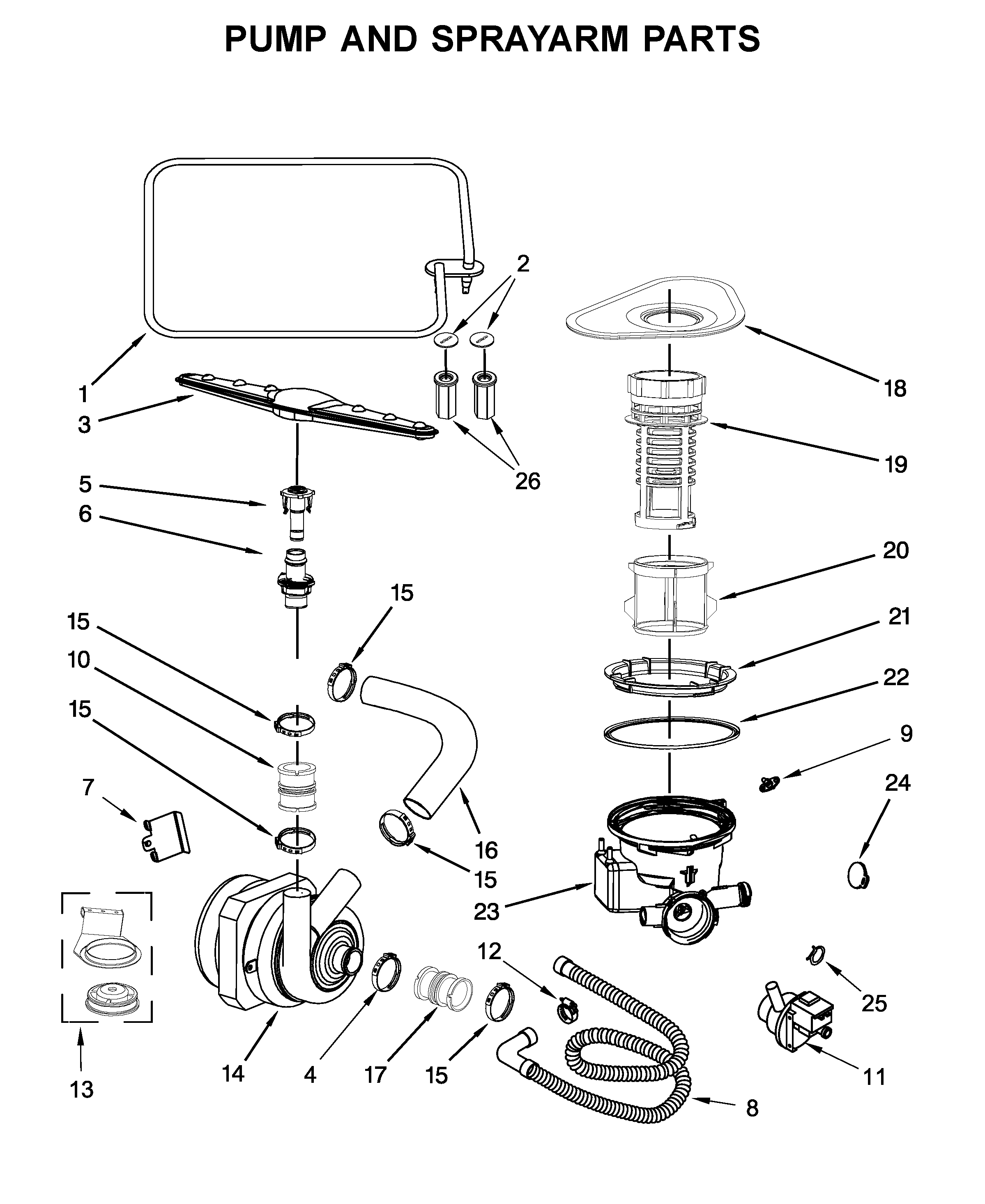 Pump and sprayarm parts