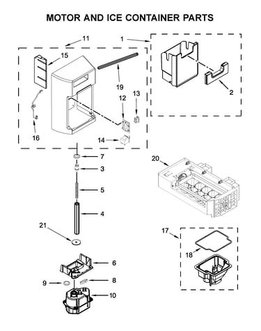 Motor and ice container parts