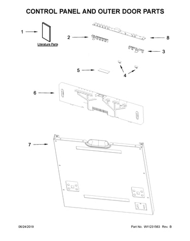 Control panel and outer door parts