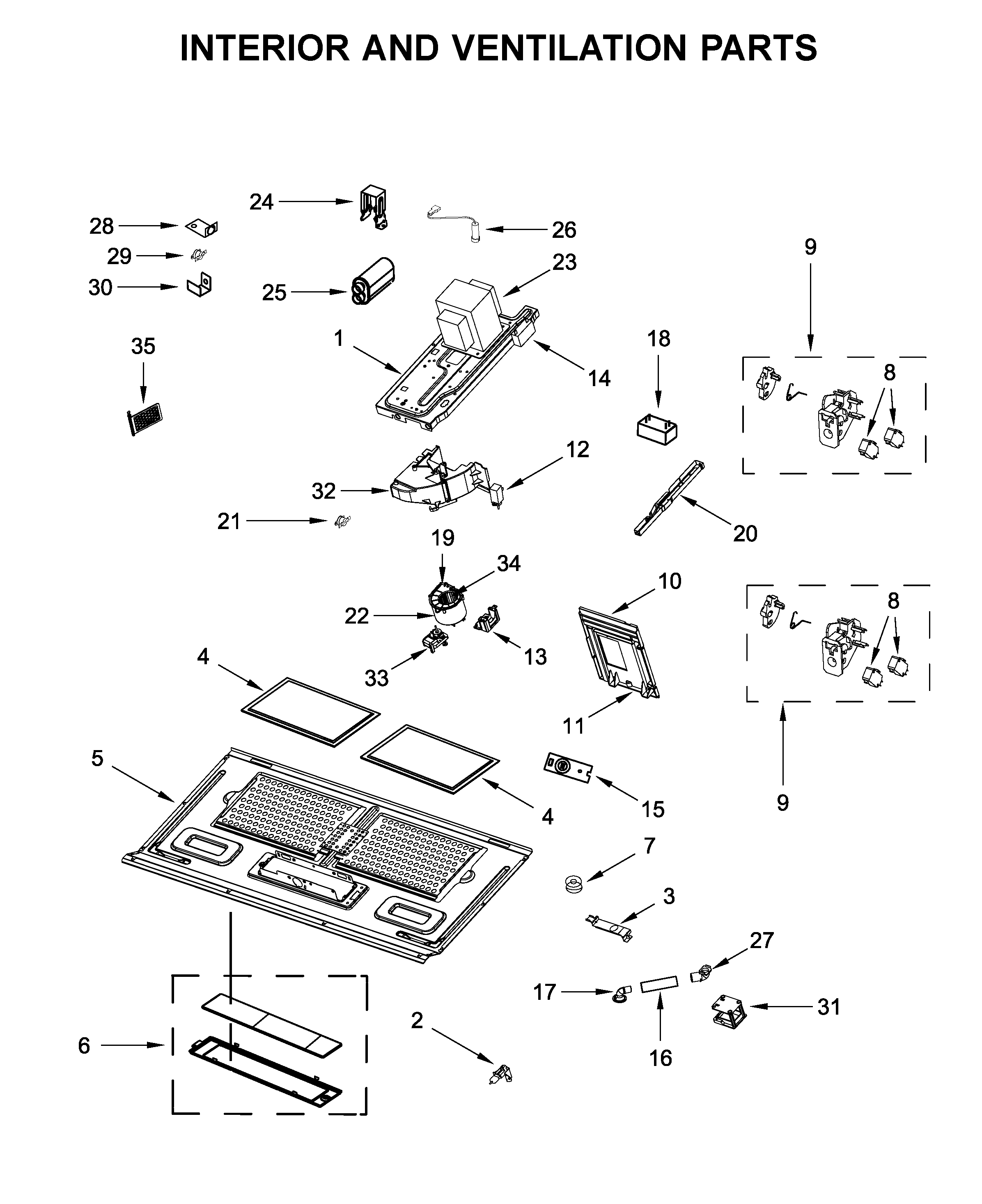 Interior and ventilation parts