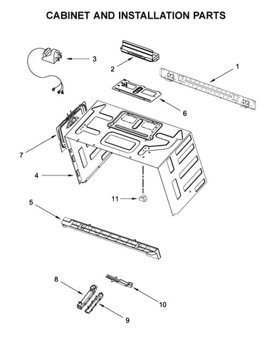 Cabinet and installation parts