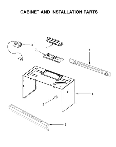 Cabinet and installation parts