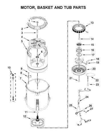 Motor, basket and tub parts