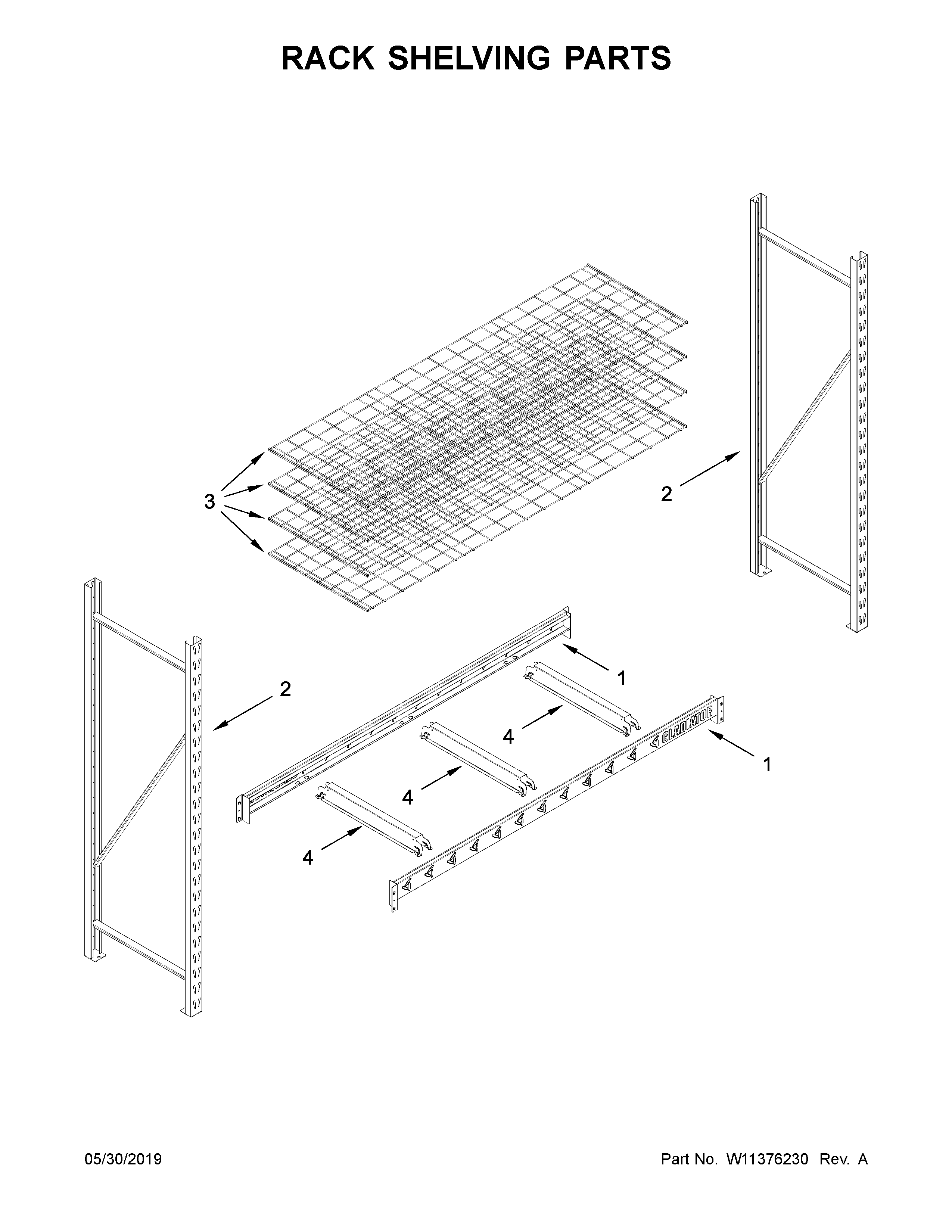 Rack shelving parts