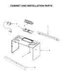 Cabinet and installation parts