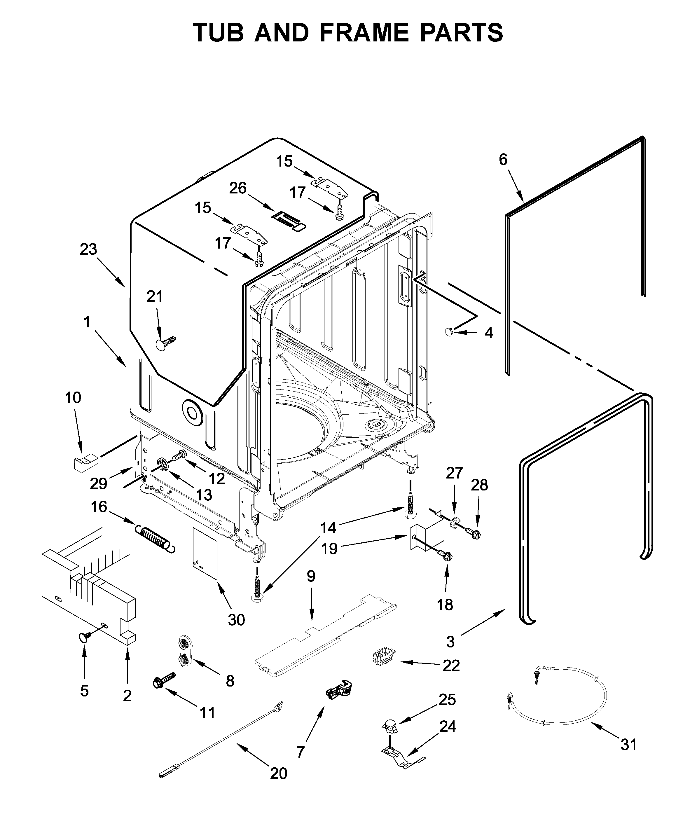 TUB AND FRAME PARTS