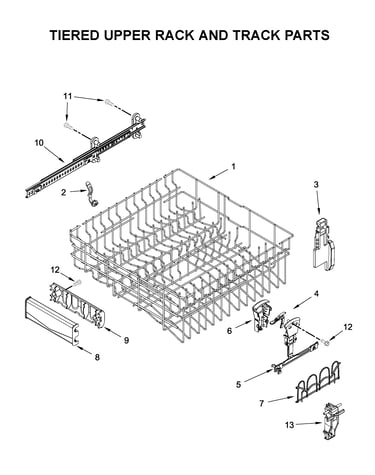 Tiered upper rack and track parts