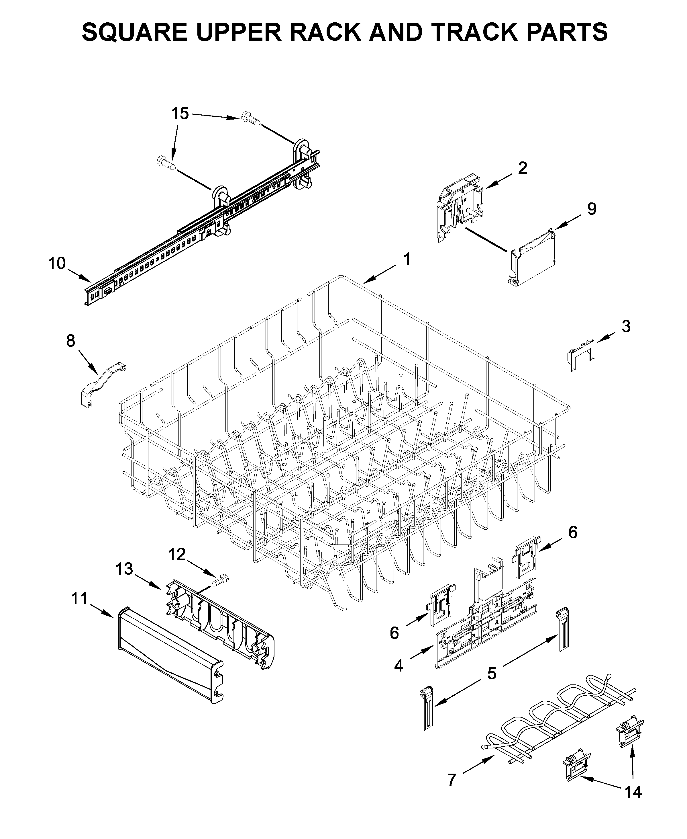 SQUARE UPPER RACK AND TRACK PARTS