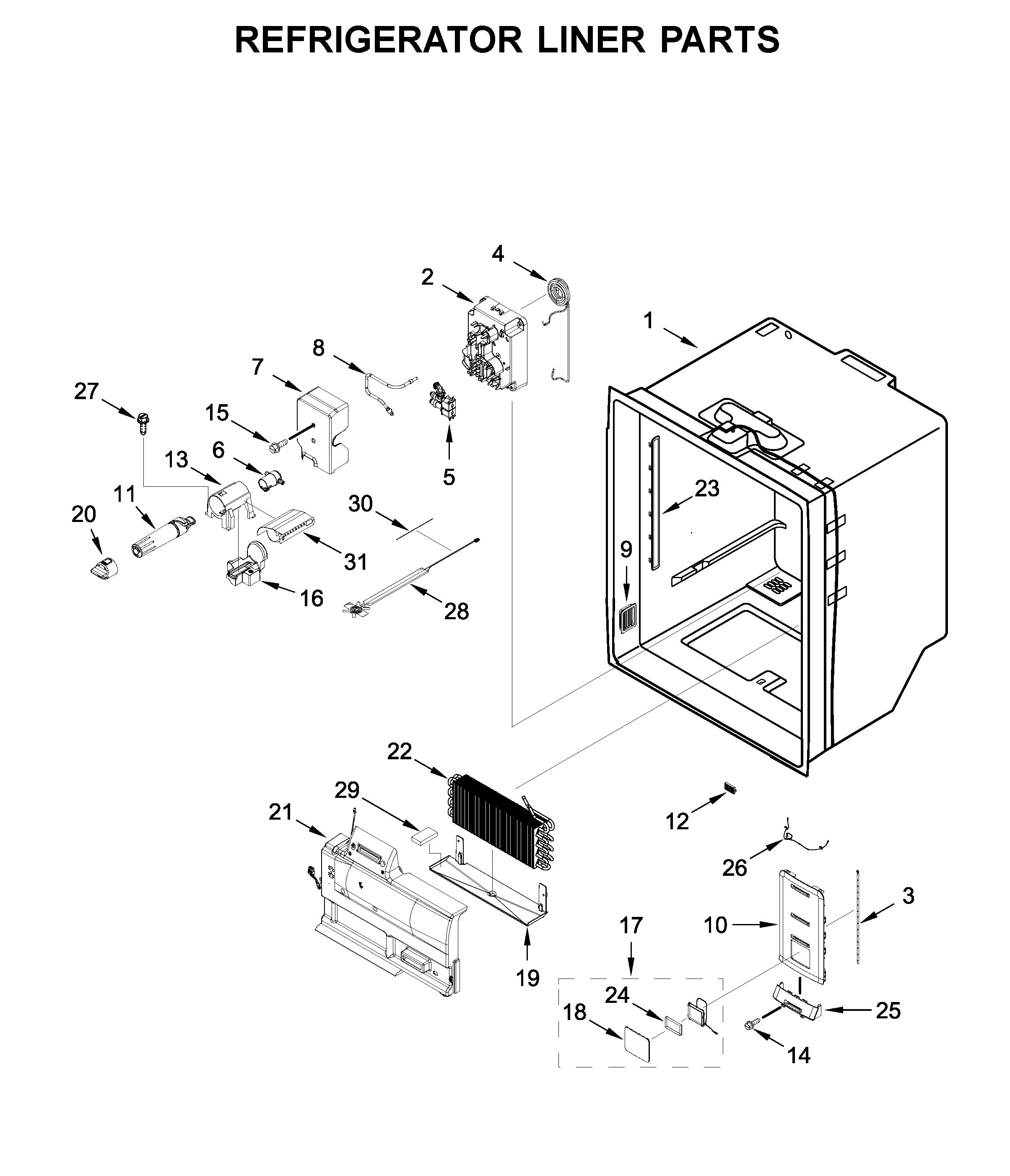 Refrigerator liner parts