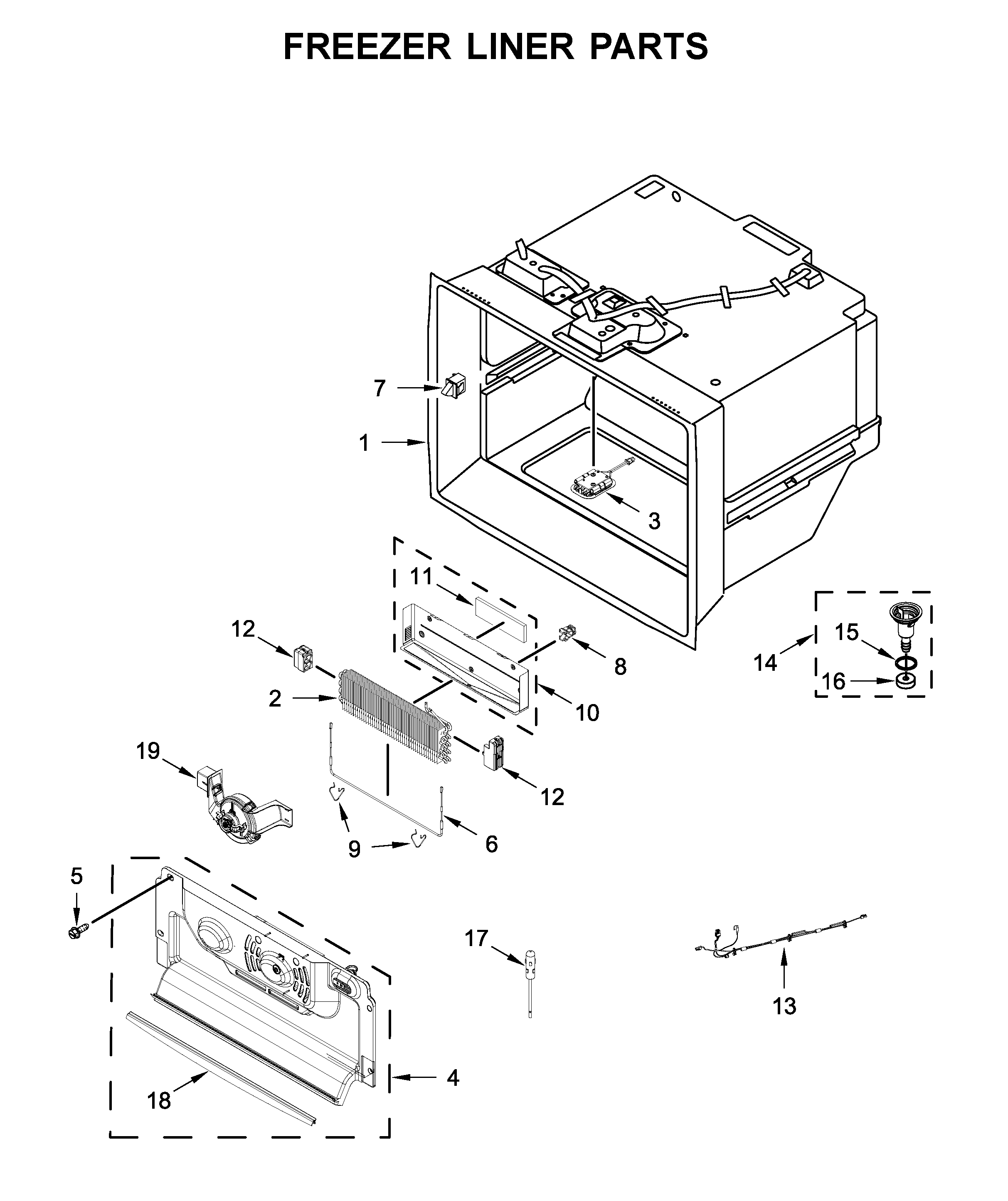 Freezer liner parts