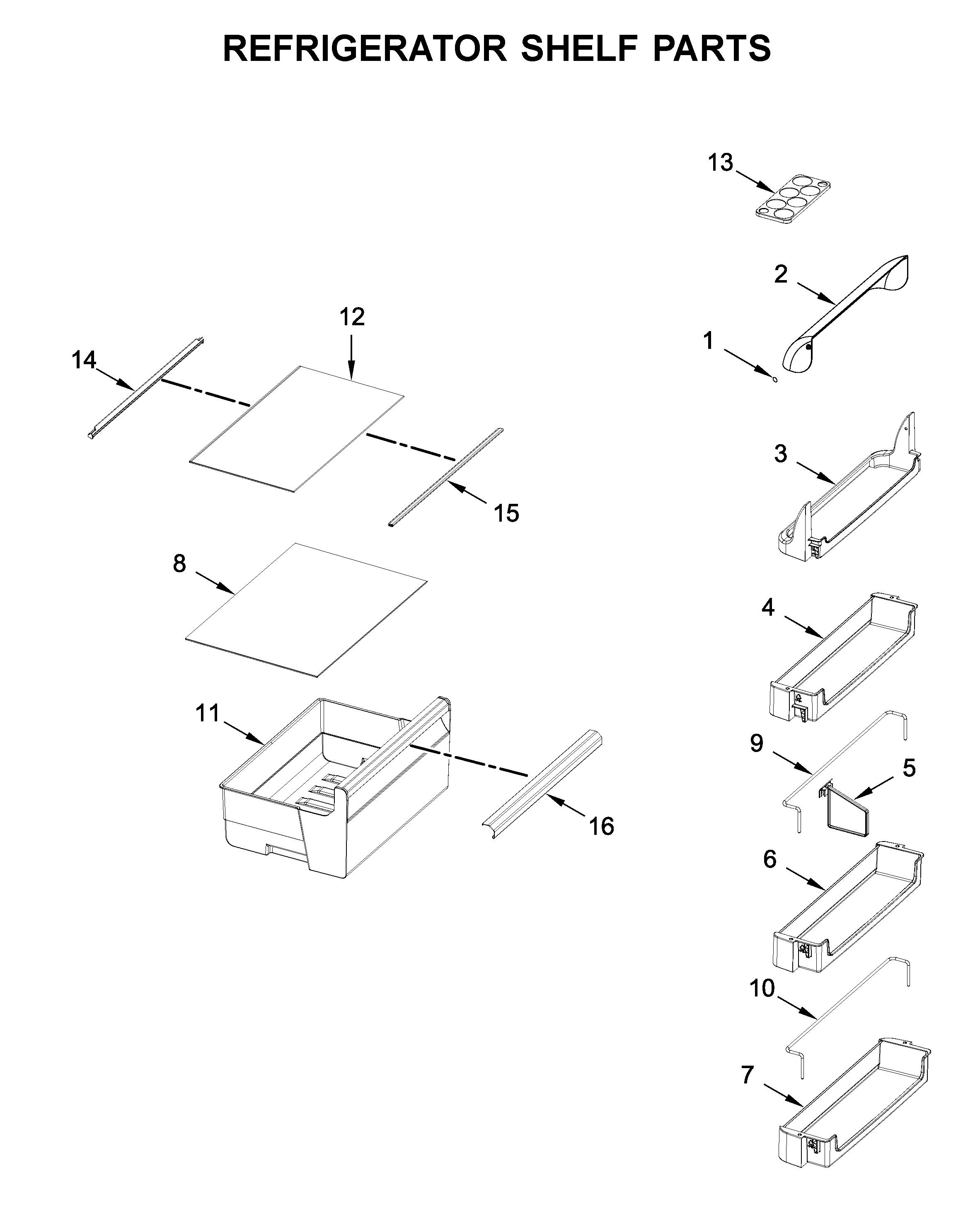 Refrigerator shelf parts