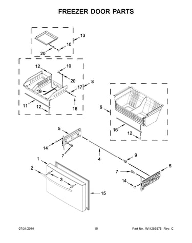 Freezer door parts