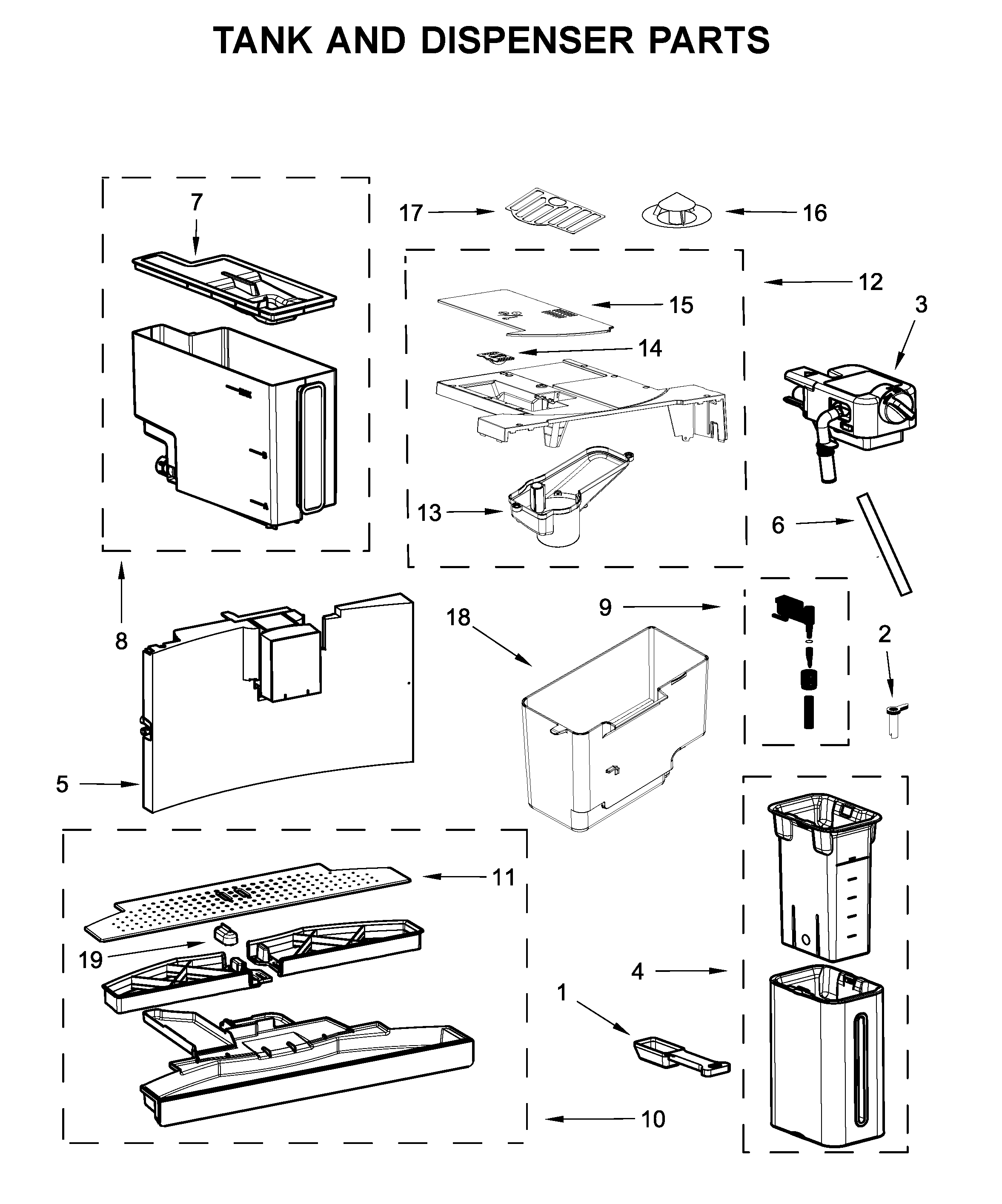 Tank and dispenser parts
