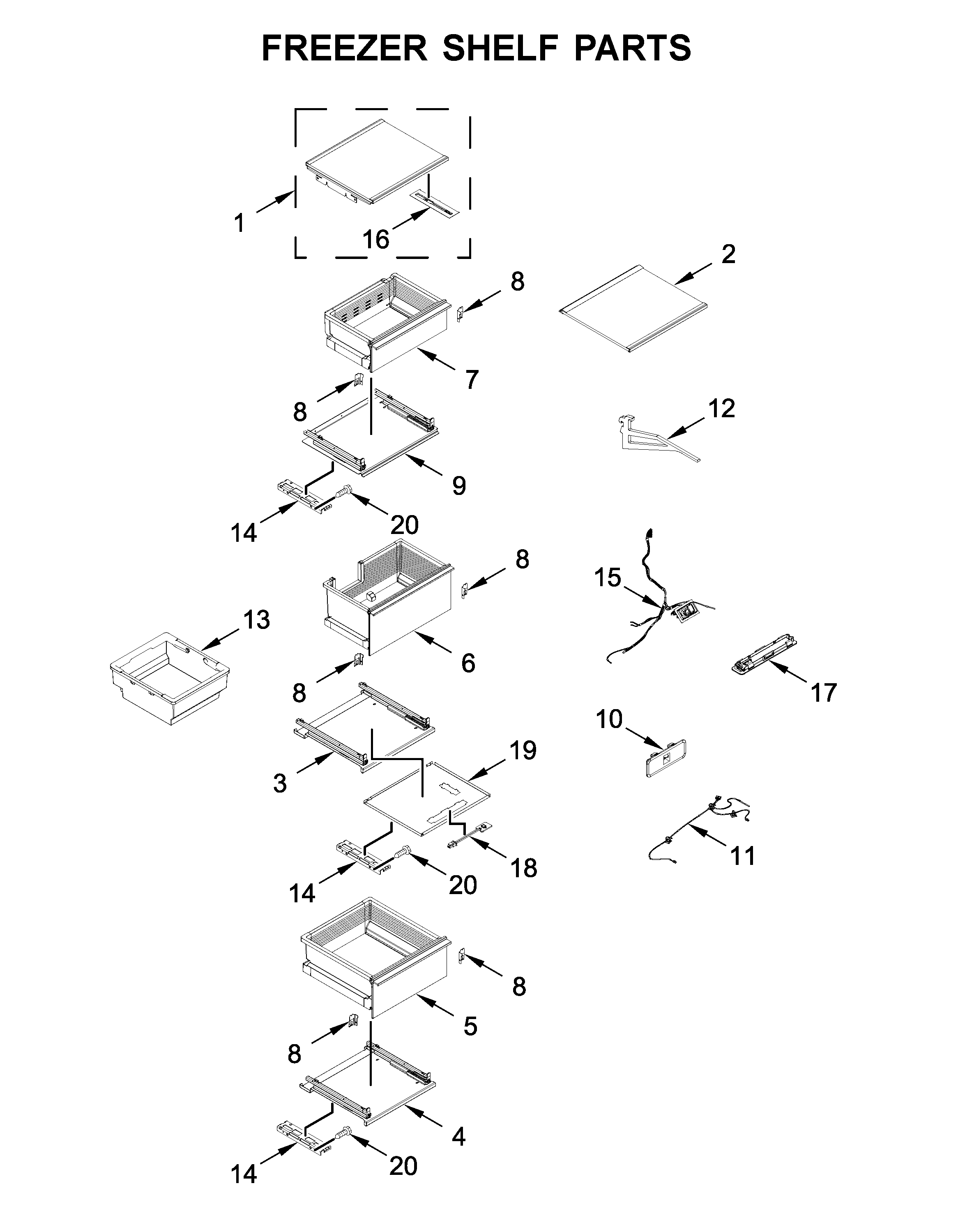 Freezer shelf parts