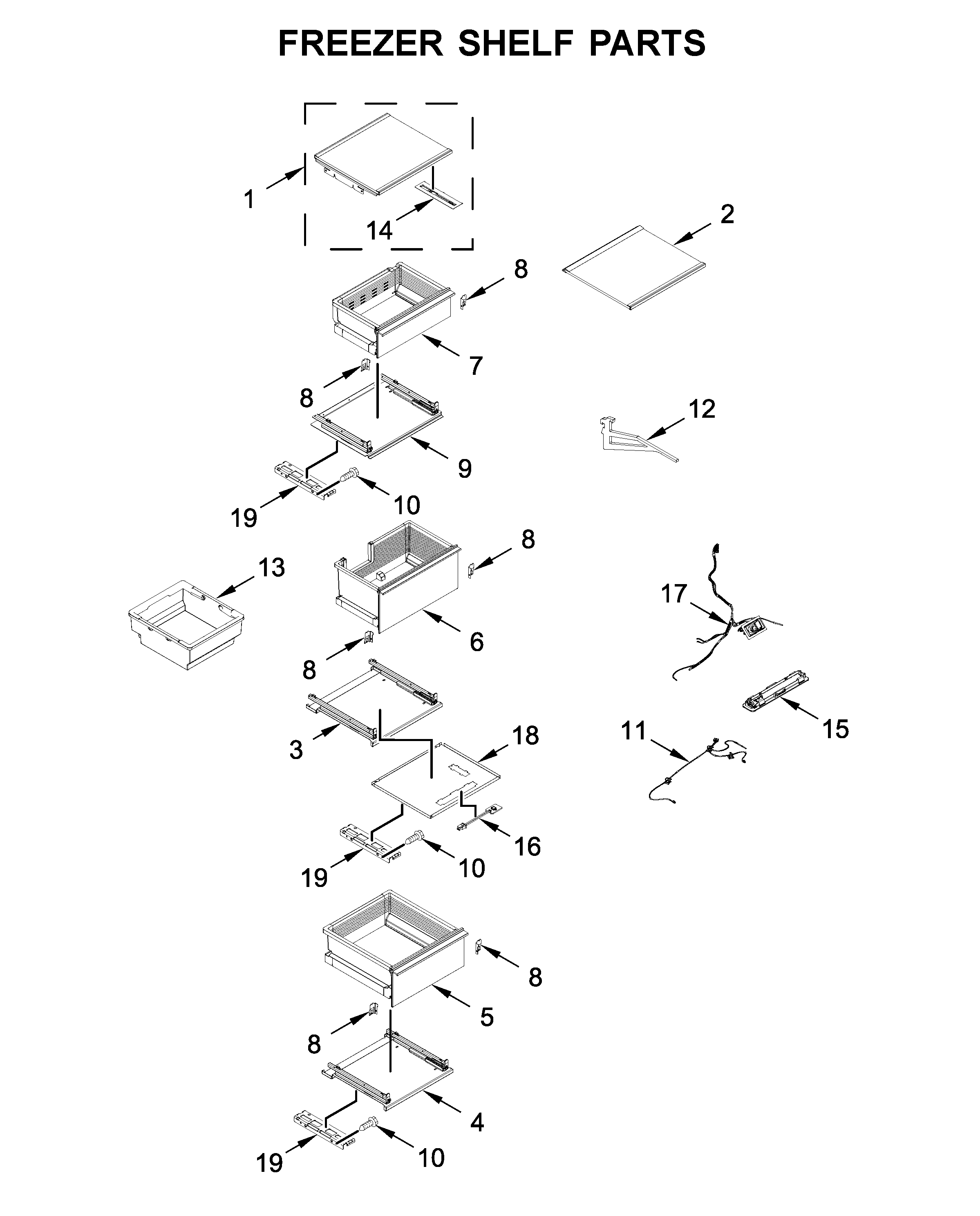Freezer shelf parts