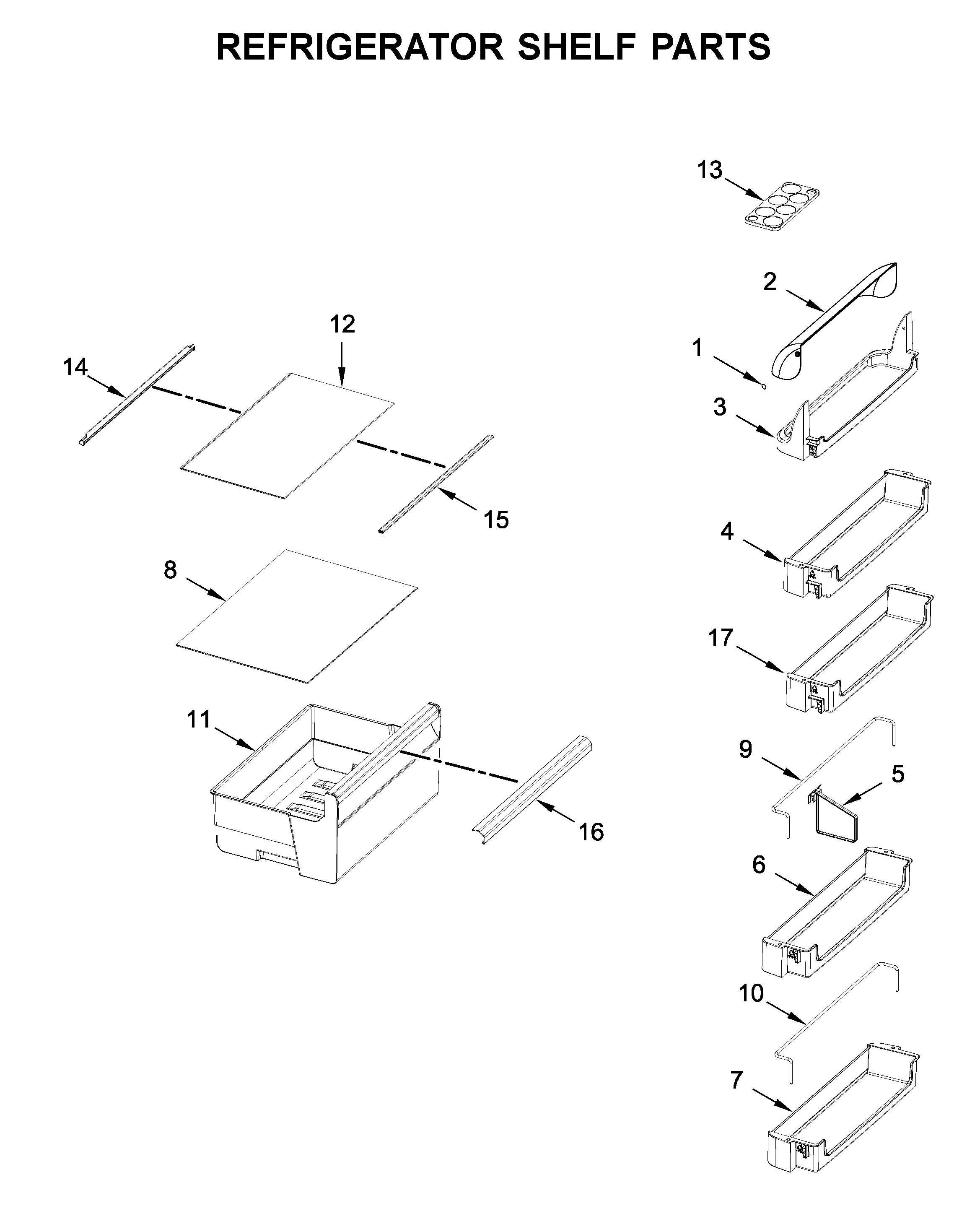 Refrigerator shelf parts