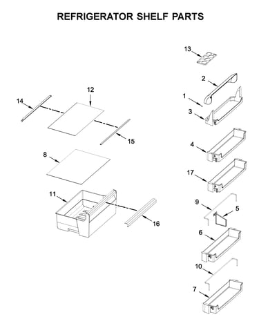 Refrigerator shelf parts