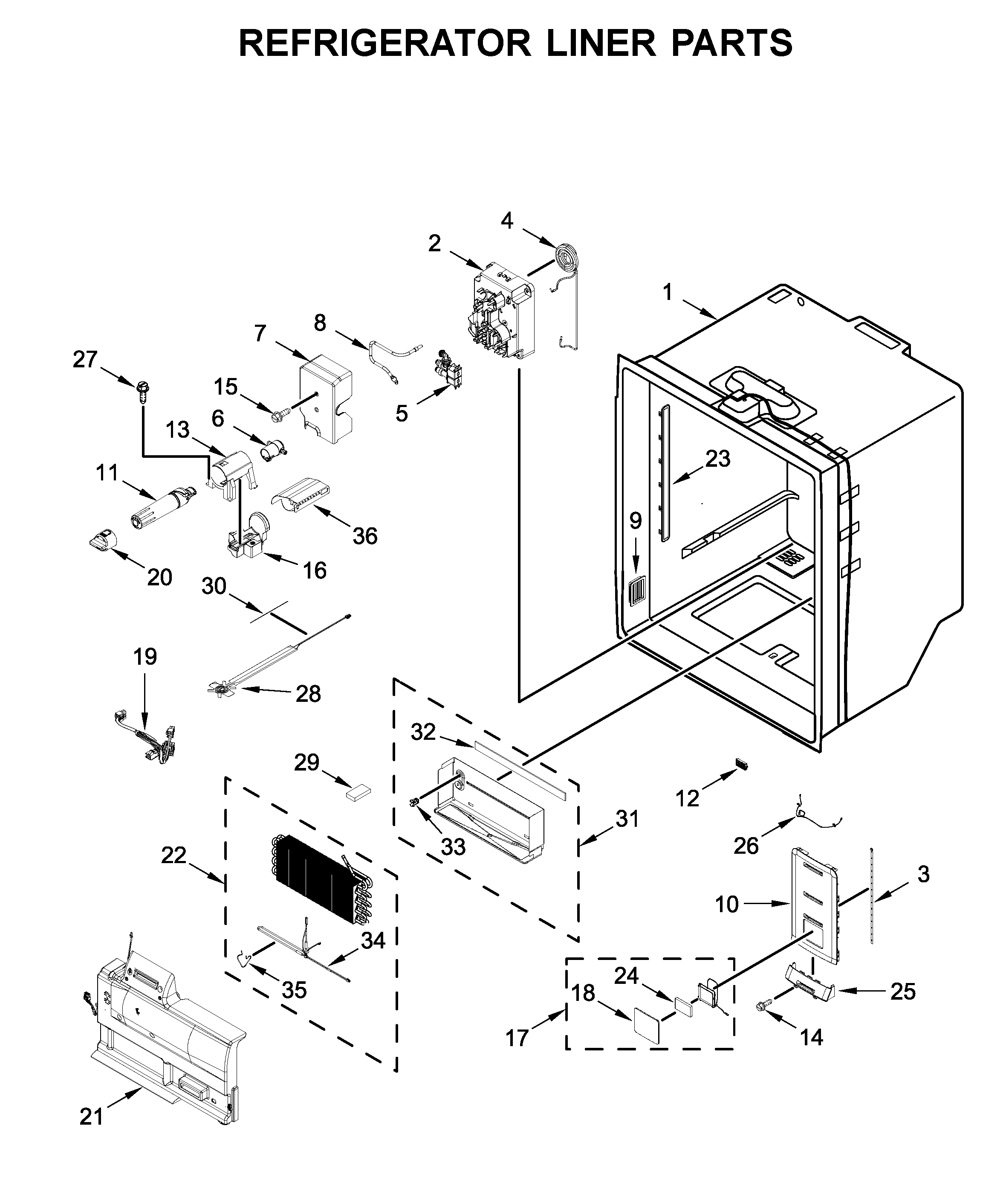Refrigerator liner parts