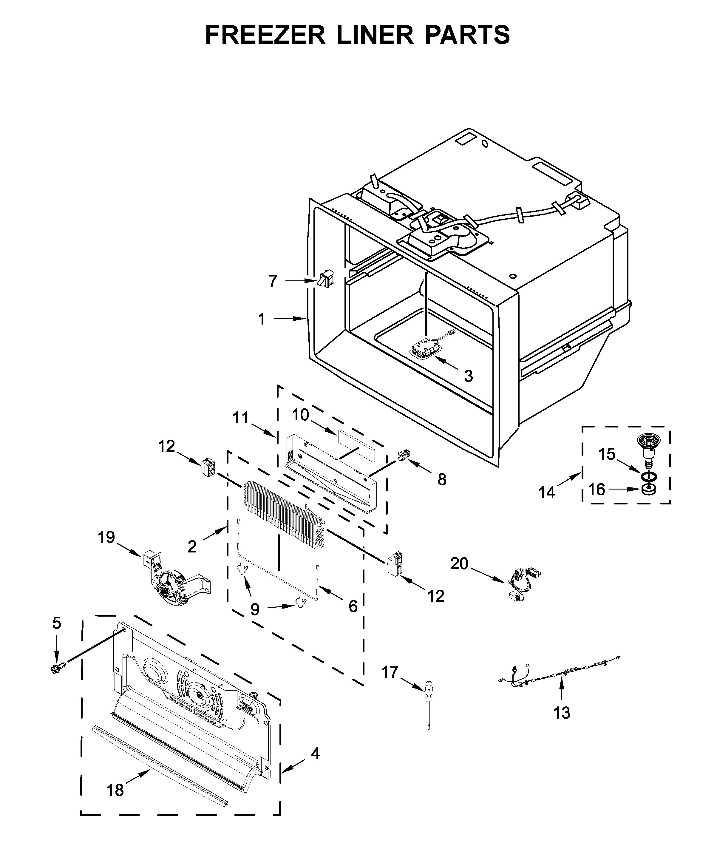 Freezer liner parts