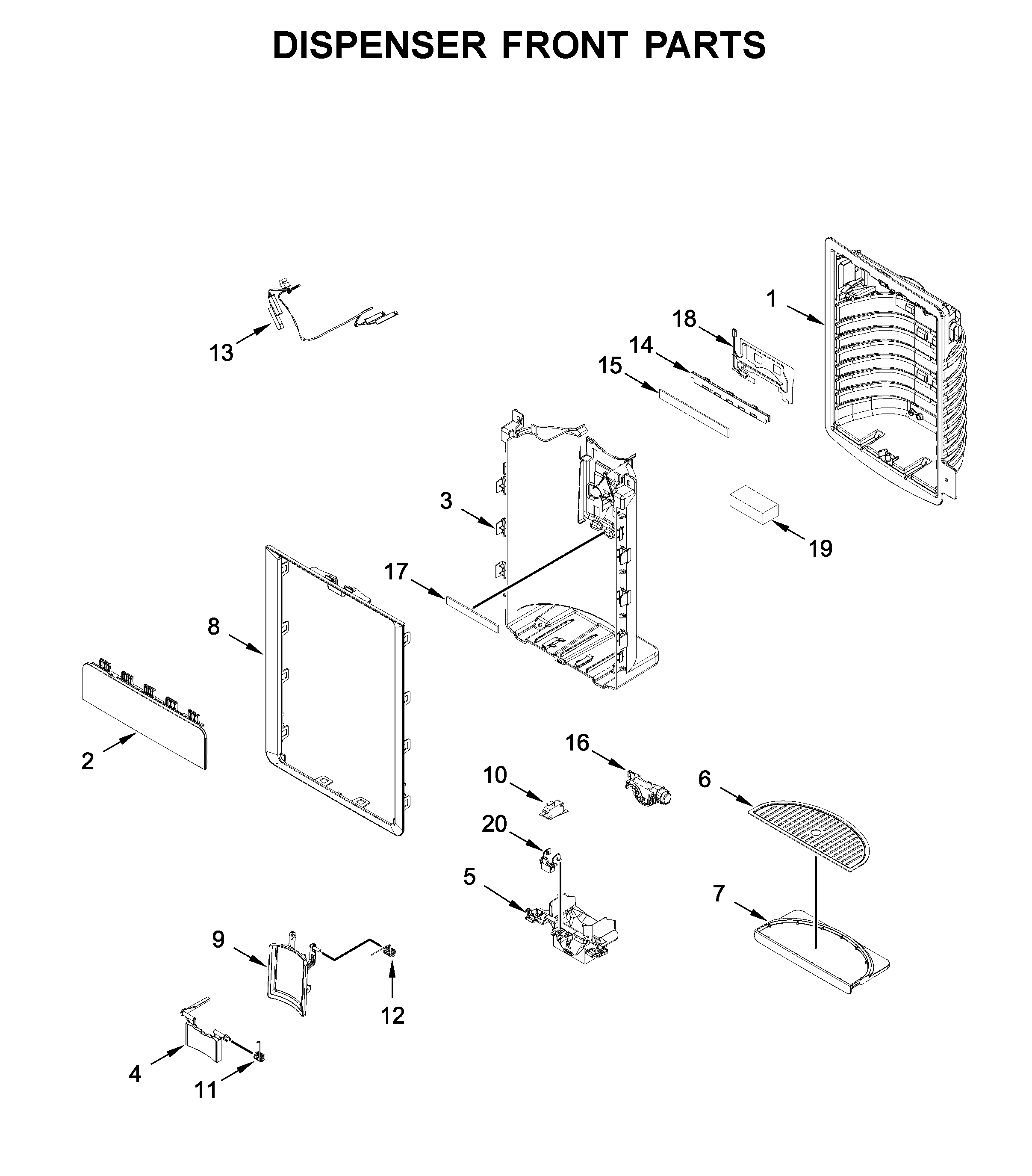 Dispenser front parts
