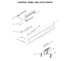 Whirlpool WDF130PAHB1 control panel and latch parts diagram