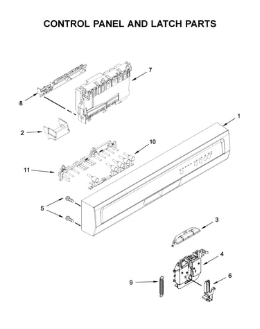 Control panel and latch parts