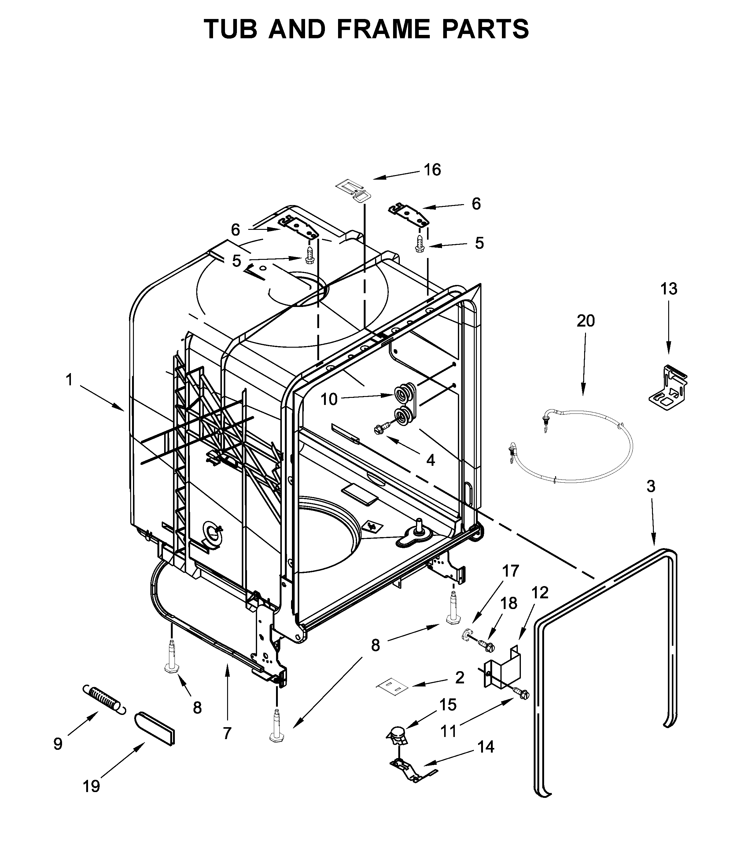 TUB AND FRAME PARTS