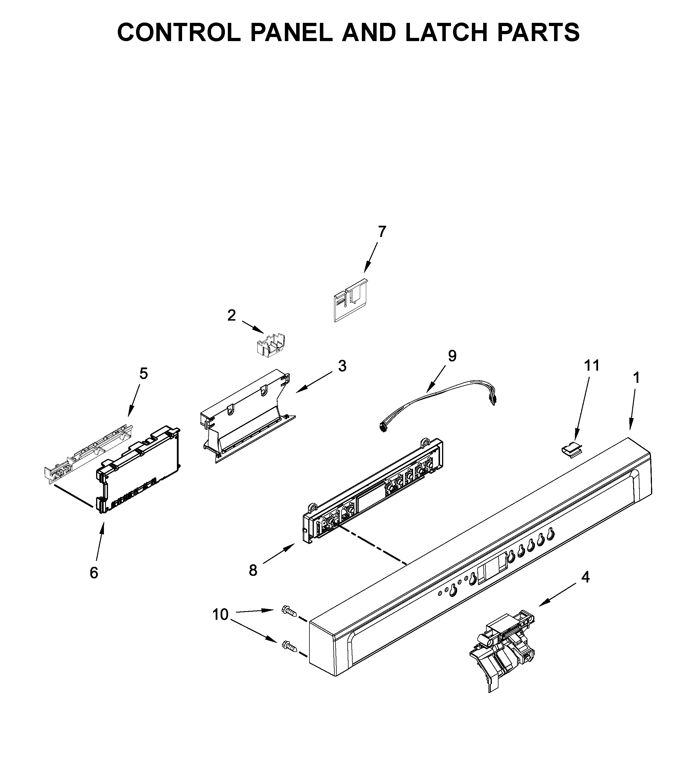 Control panel and latch parts