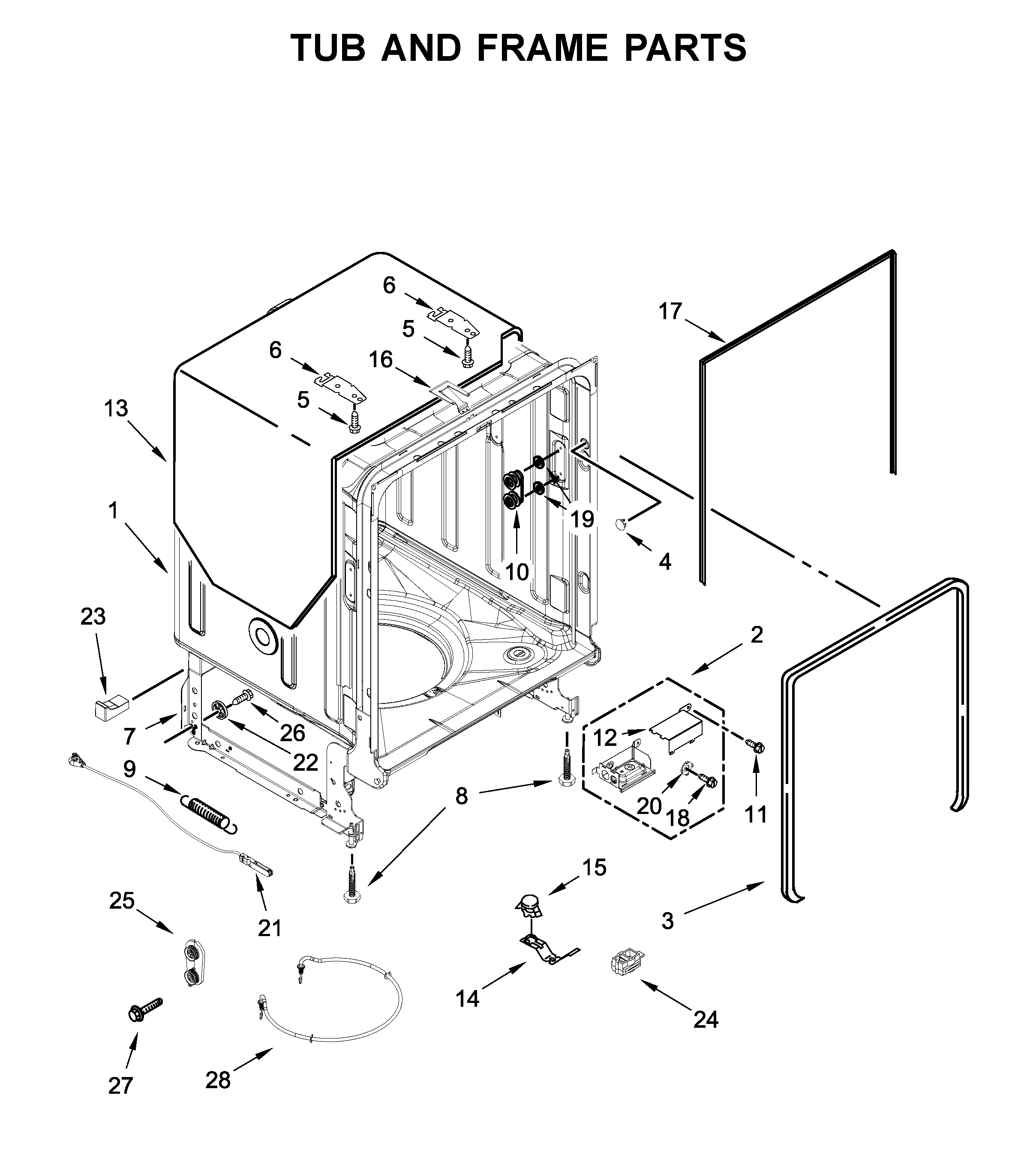 TUB AND FRAME PARTS