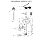 Whirlpool WDF590SAJM0 pump, washarm and motor parts diagram