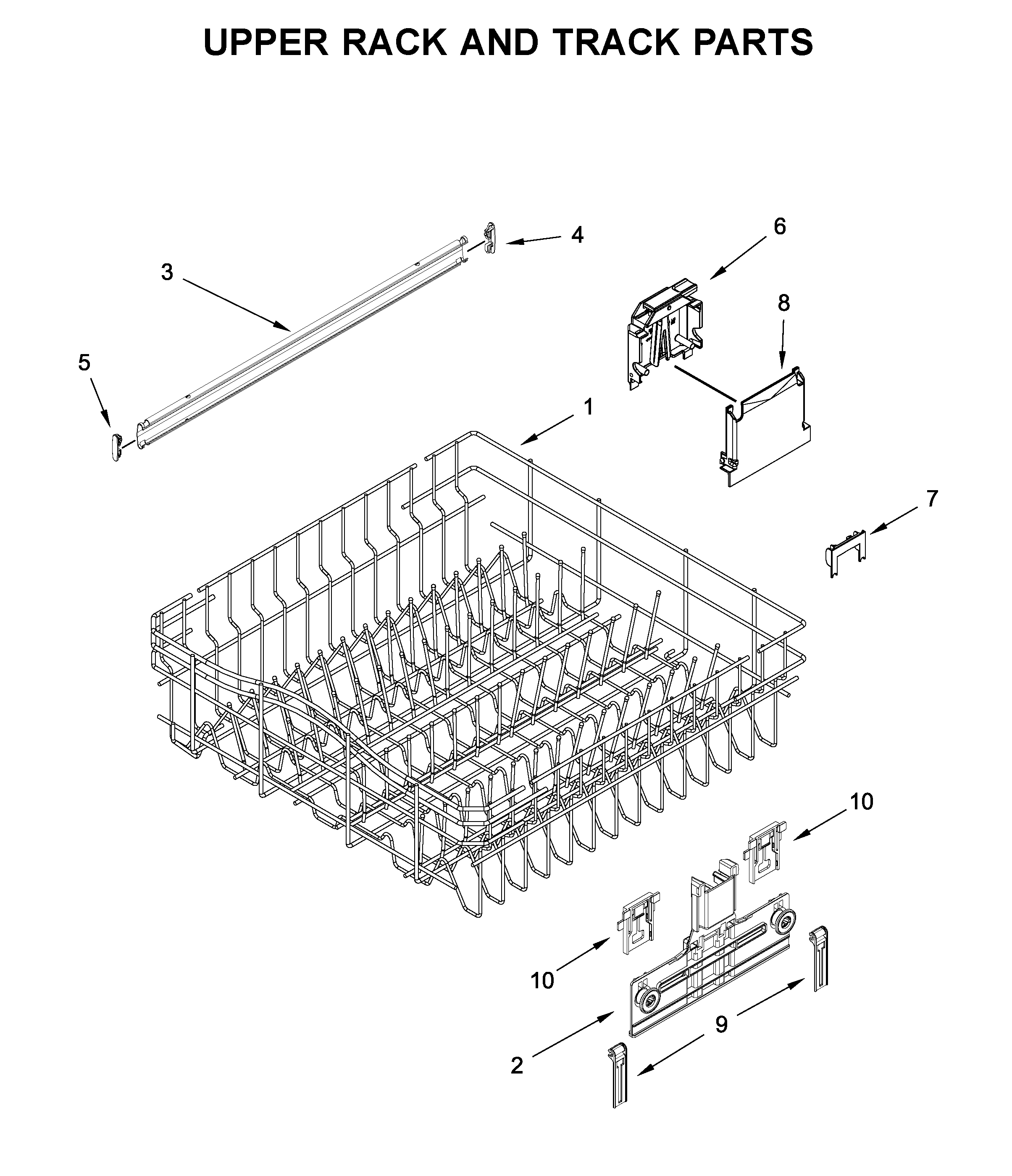 Upper rack and track parts