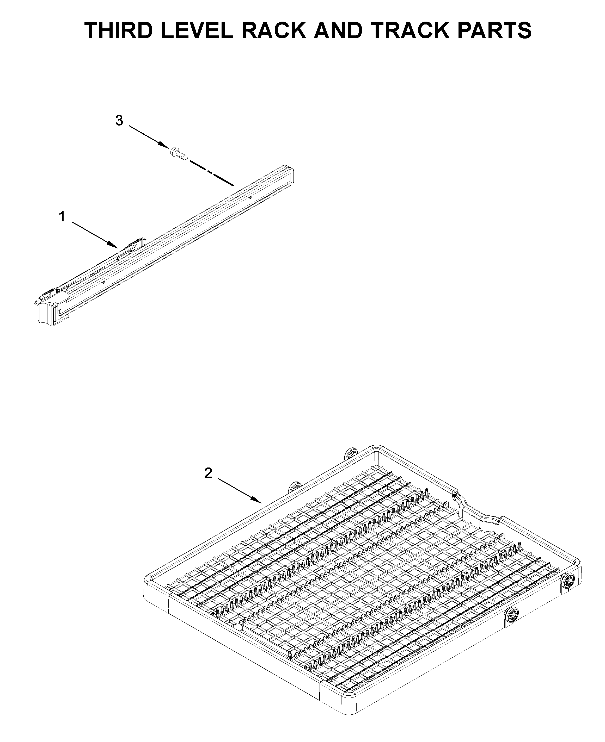 Third level rack and track parts