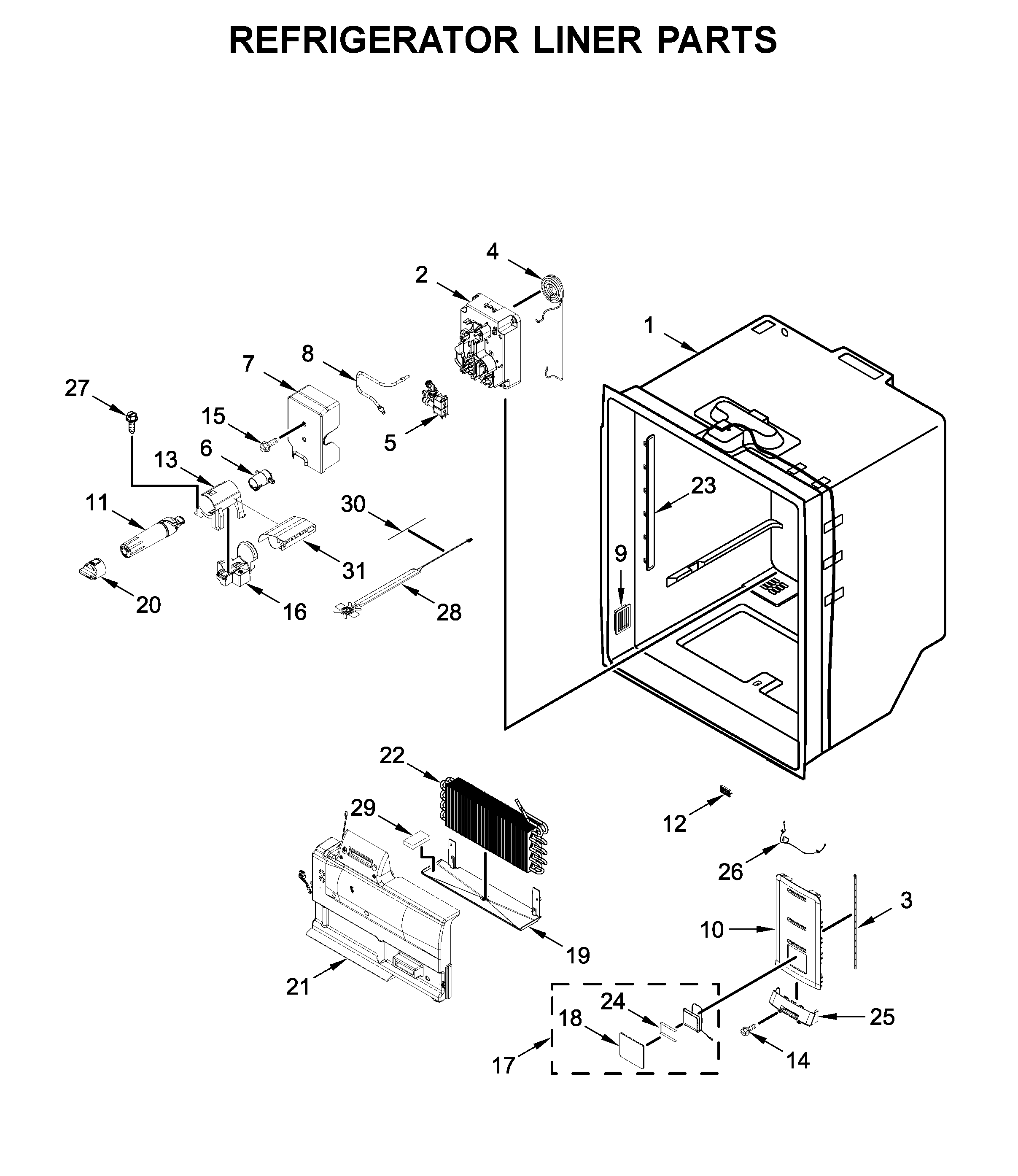 Refrigerator liner parts