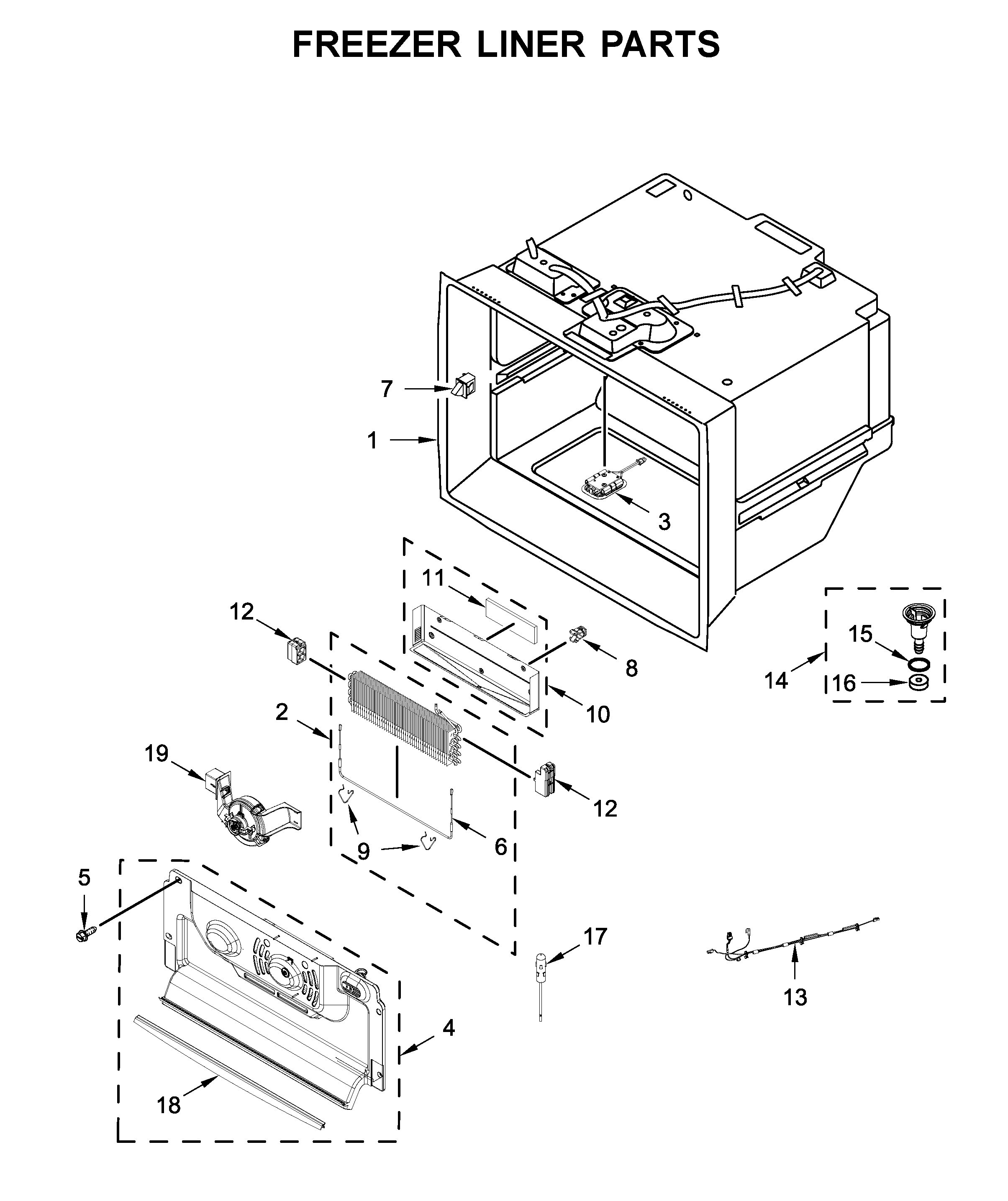 Freezer liner parts
