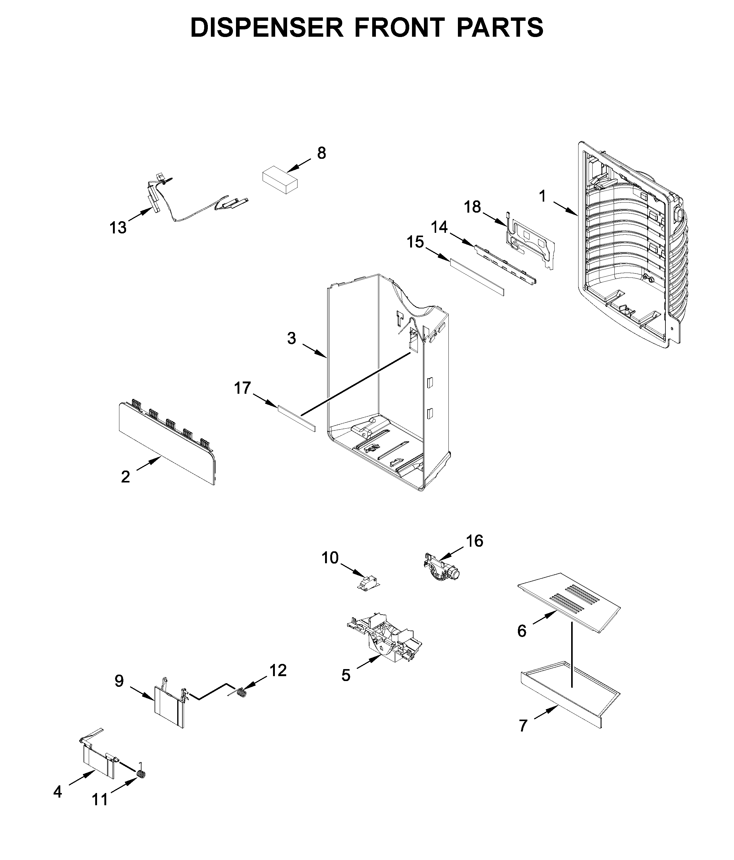 Dispenser front parts