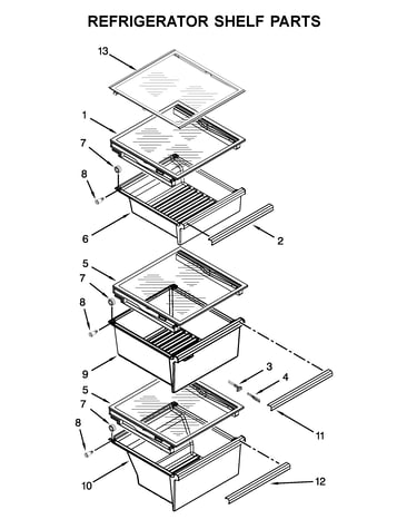 Refrigerator shelf parts