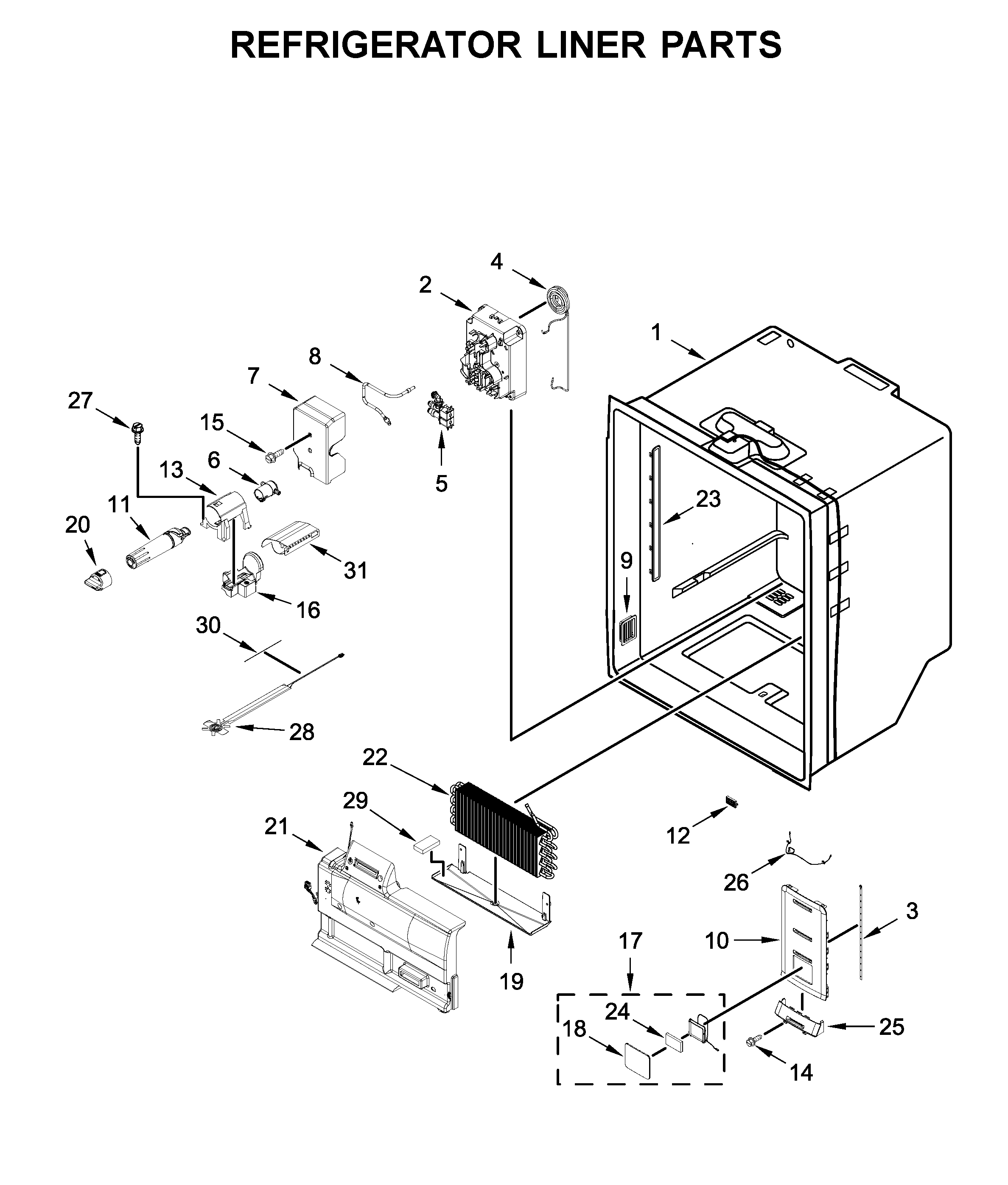 Refrigerator liner parts