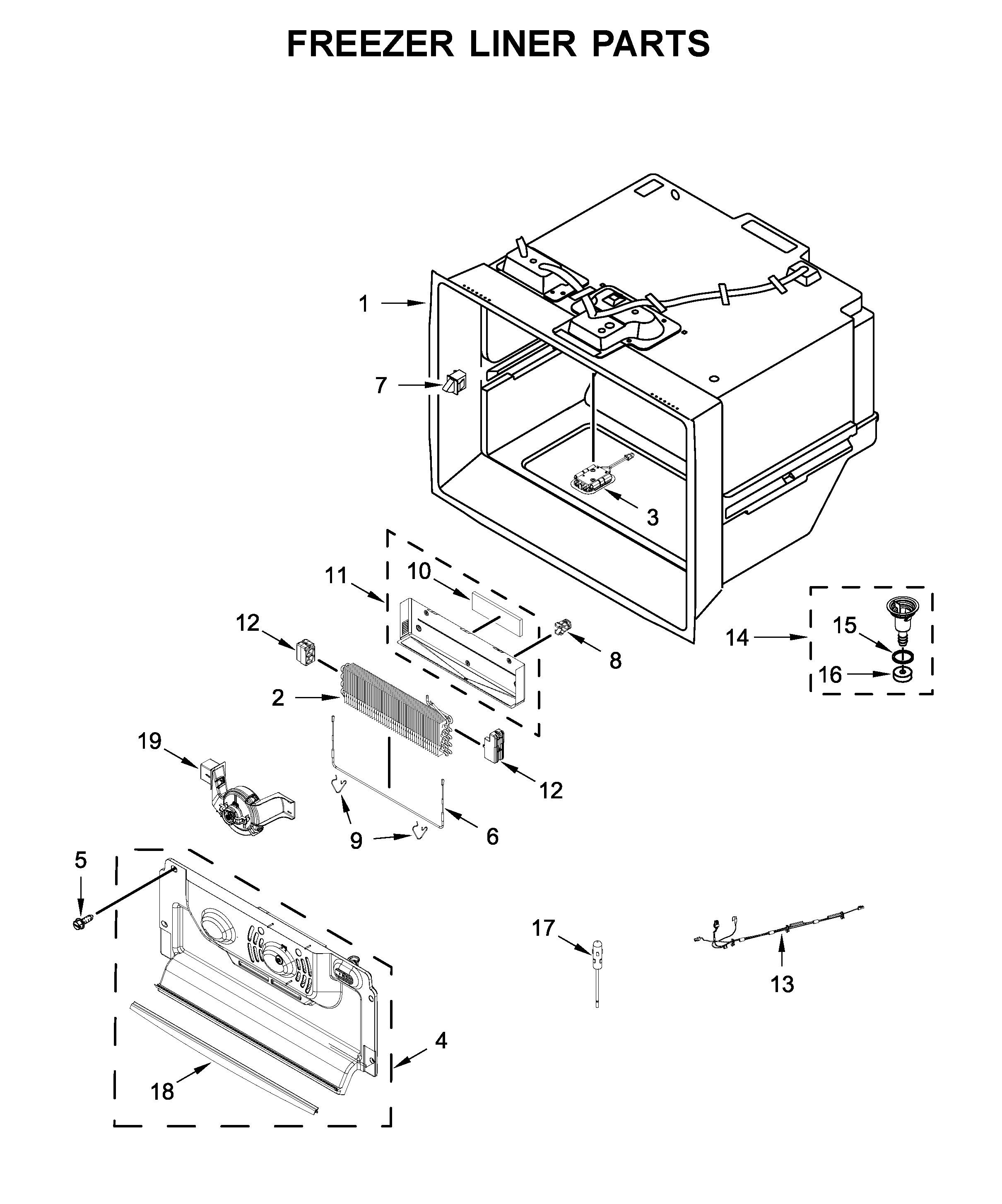 Freezer liner parts