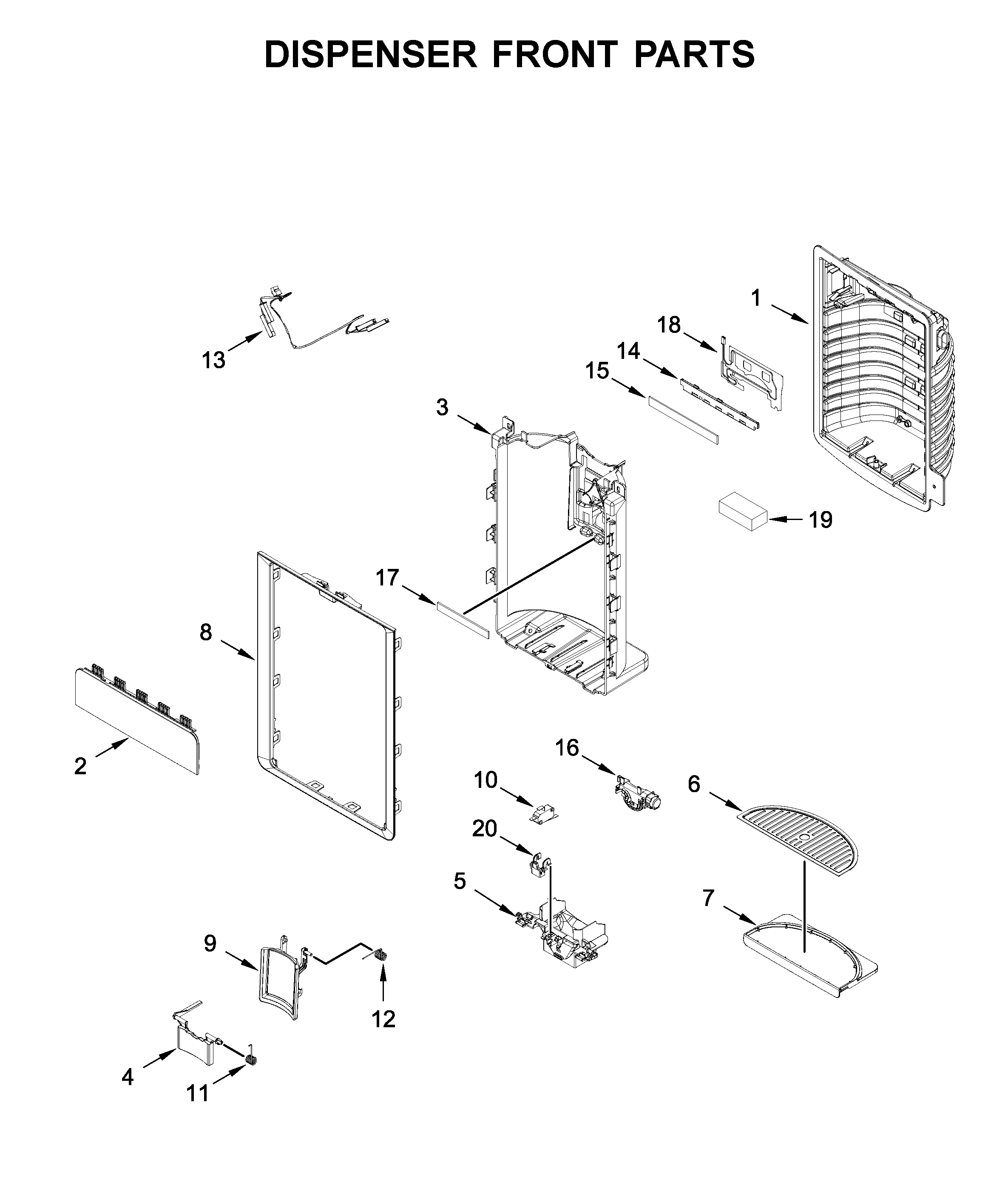 Dispenser front parts