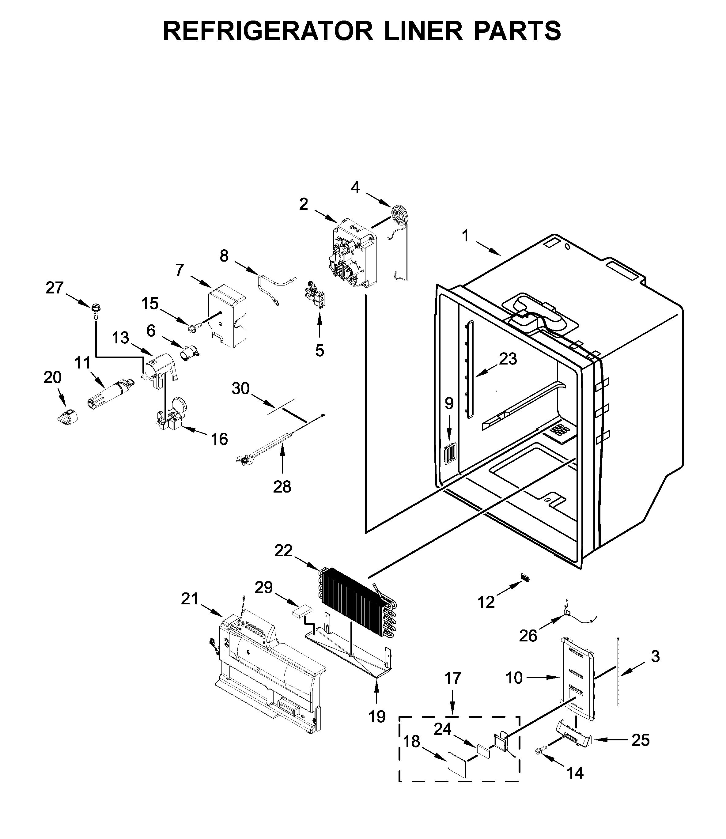 Refrigerator liner parts