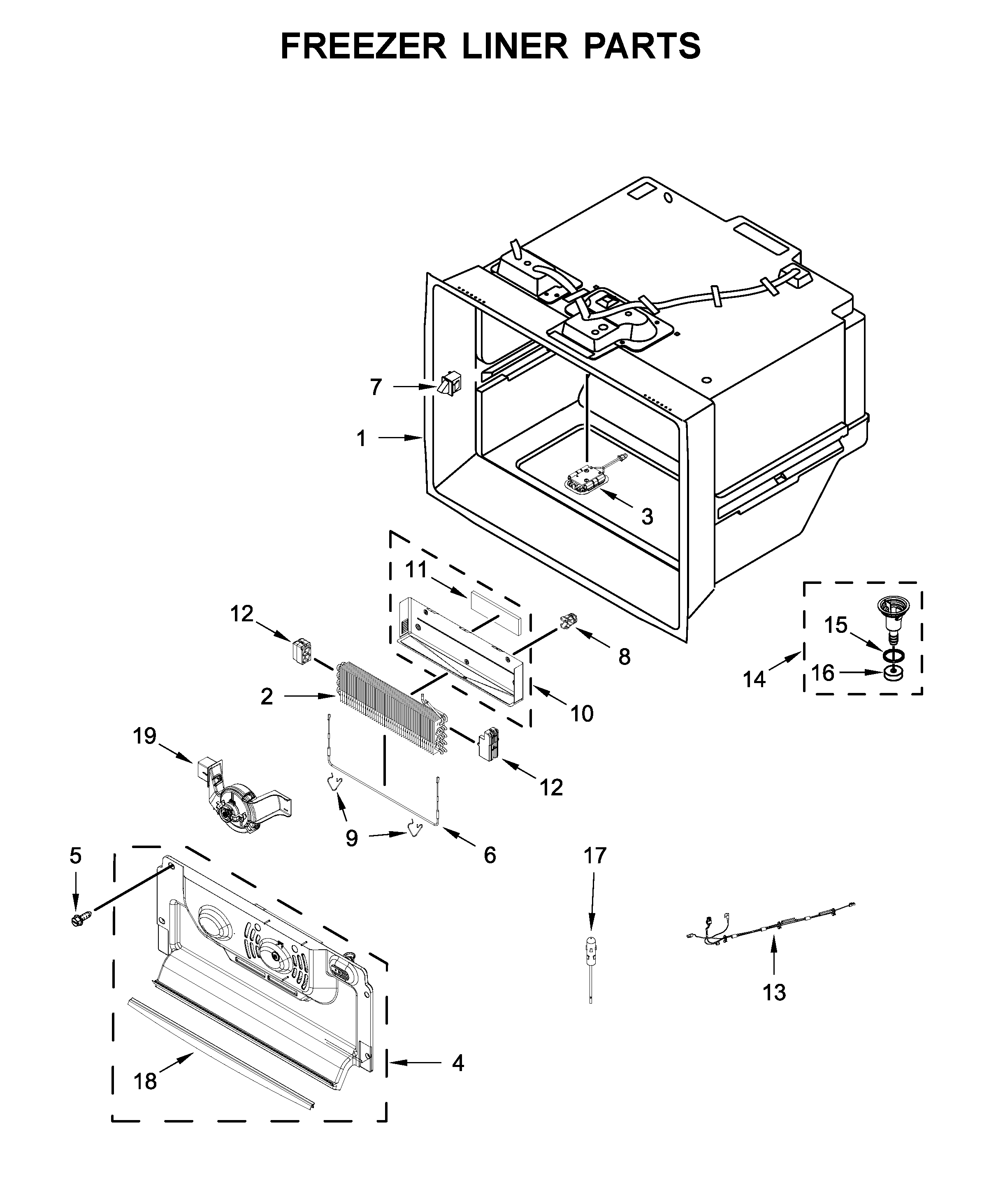 Freezer liner parts