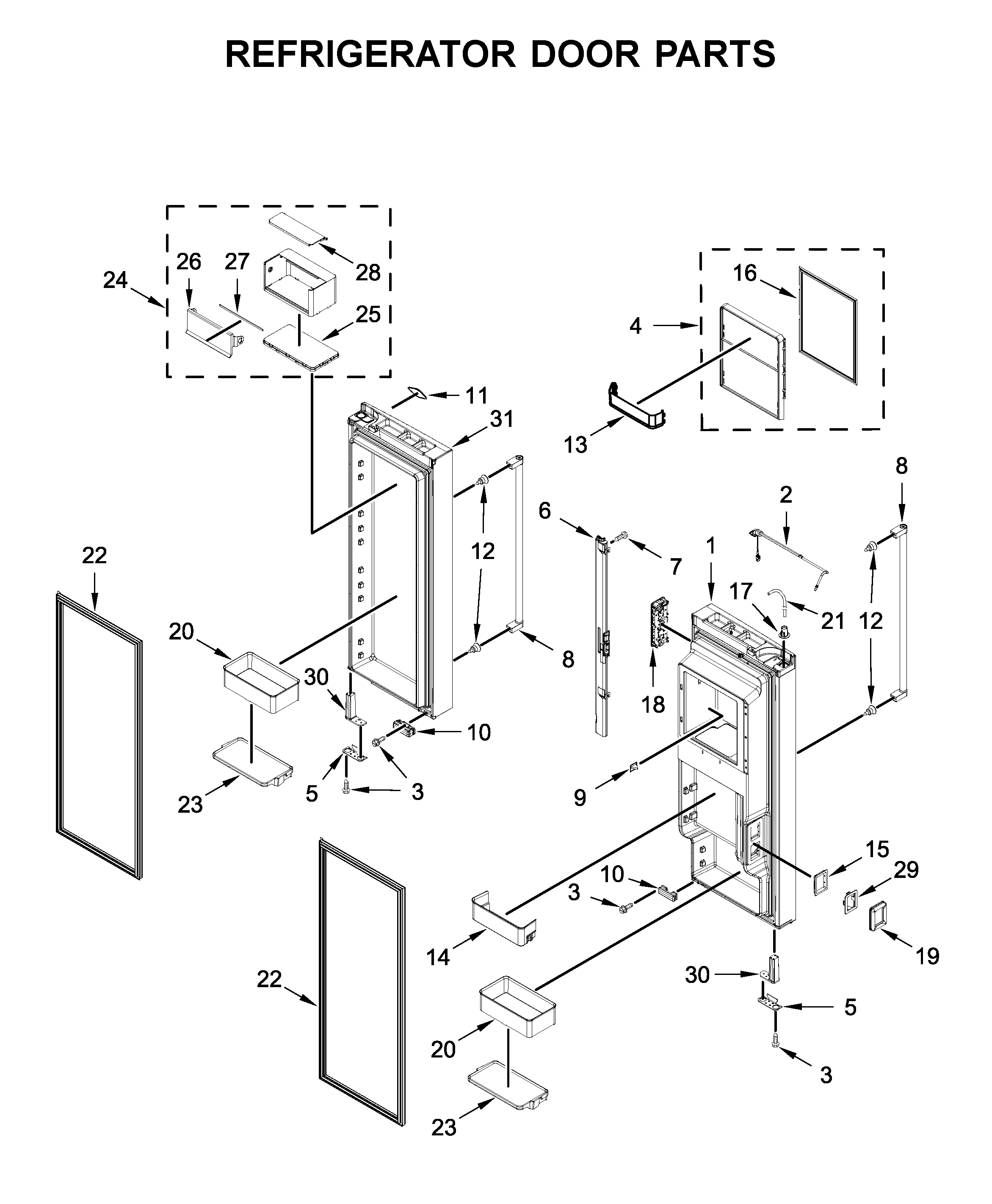 Refrigerator door parts