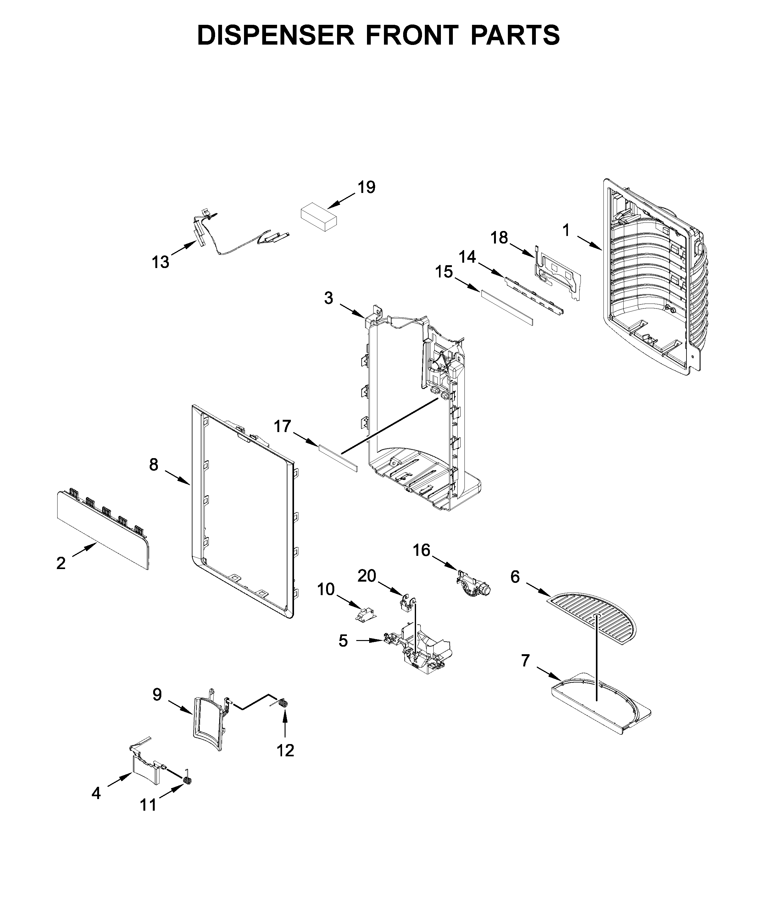 Dispenser front parts