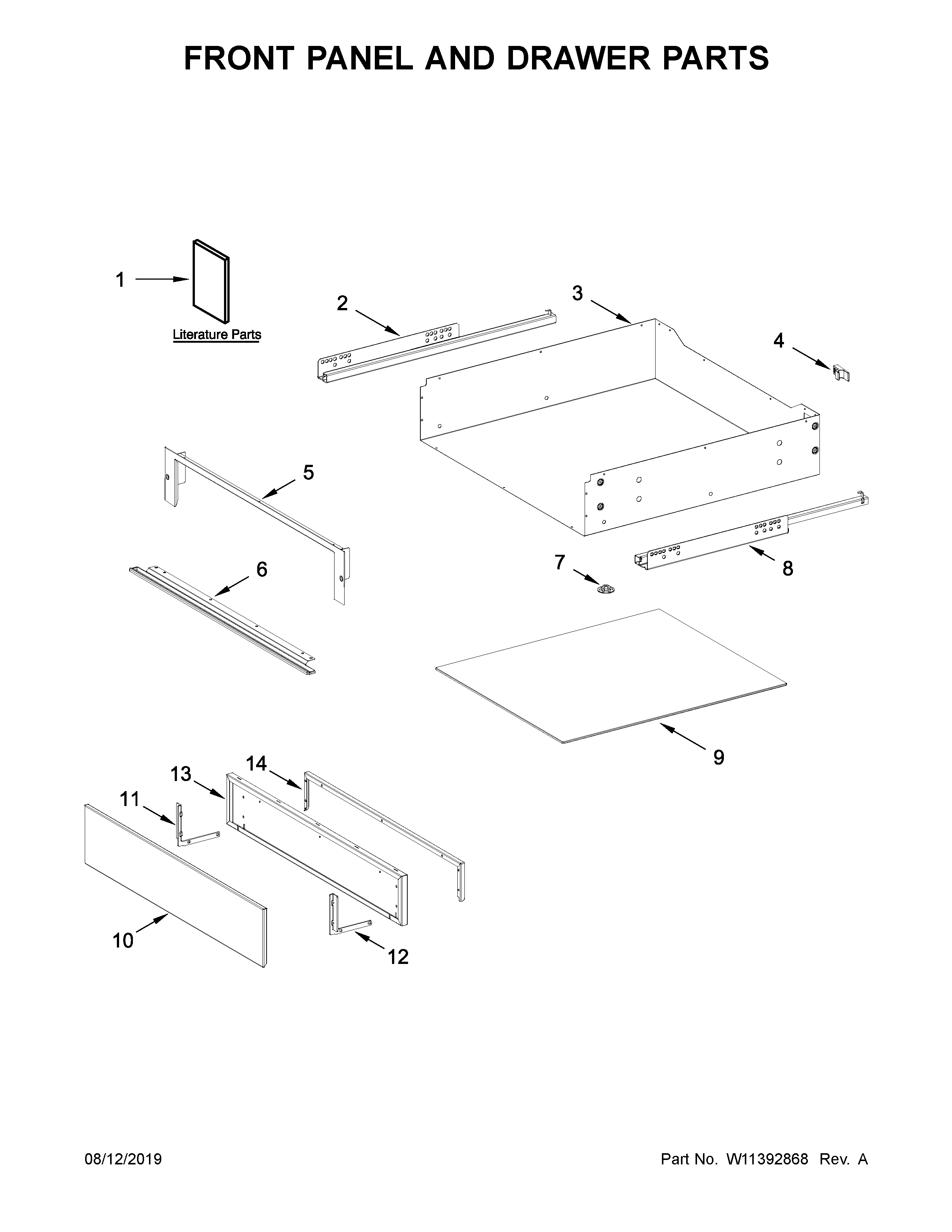 Front panel and drawer parts