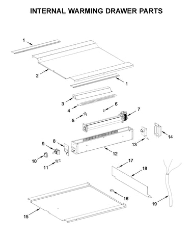 Internal warming drawer parts