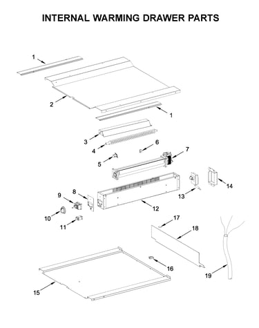 Internal warming drawer parts