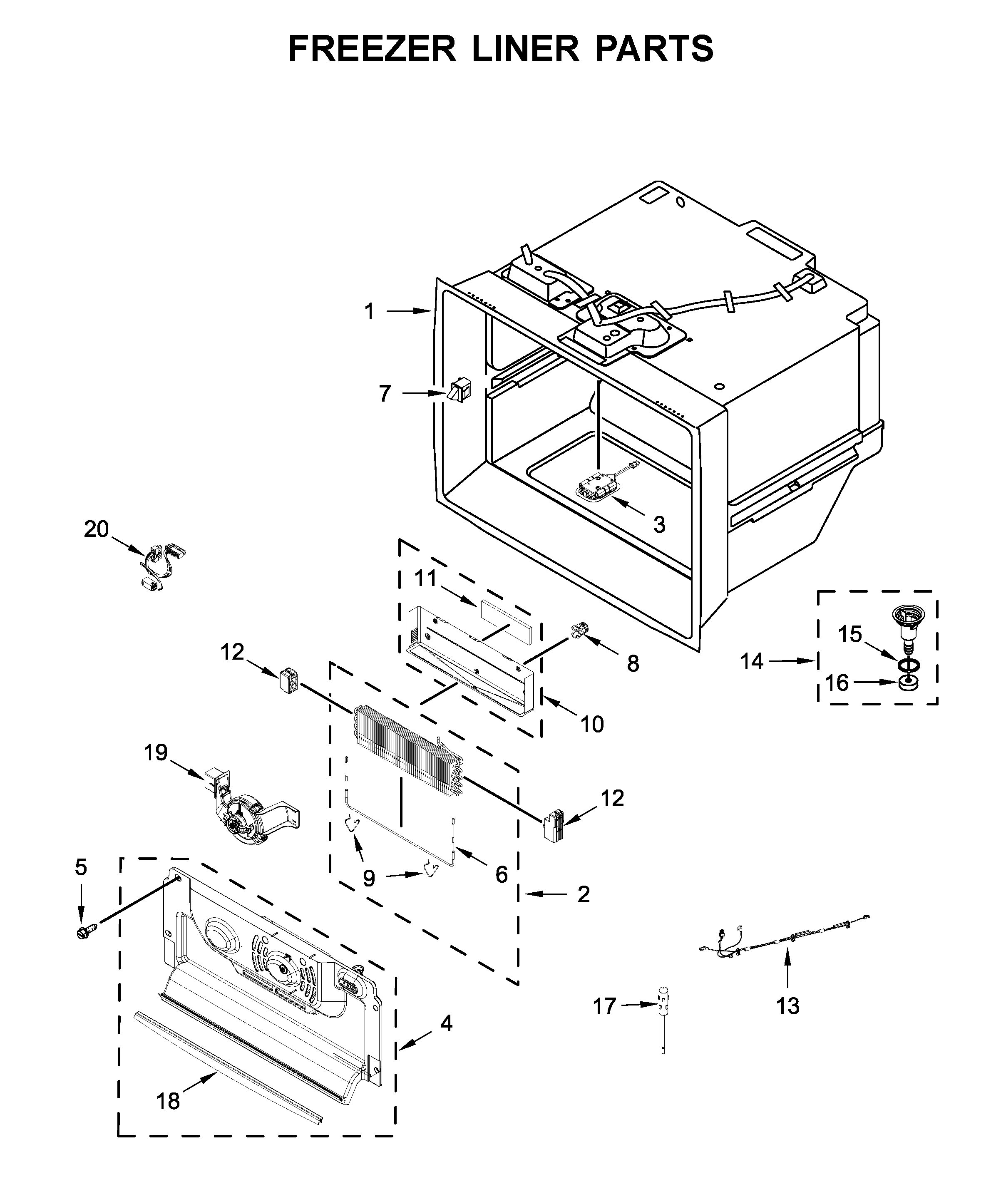 Freezer liner parts