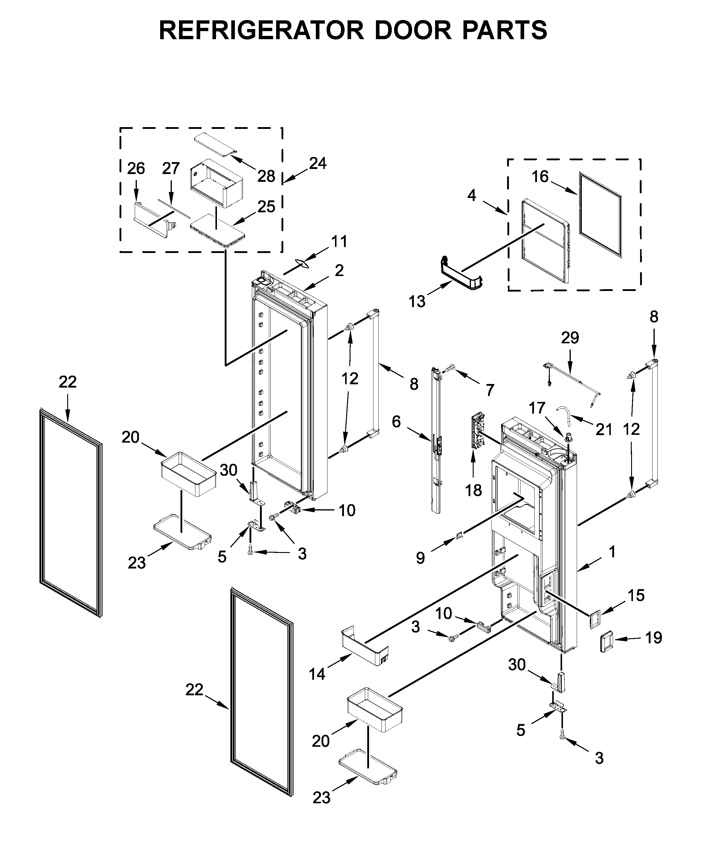 Refrigerator door parts