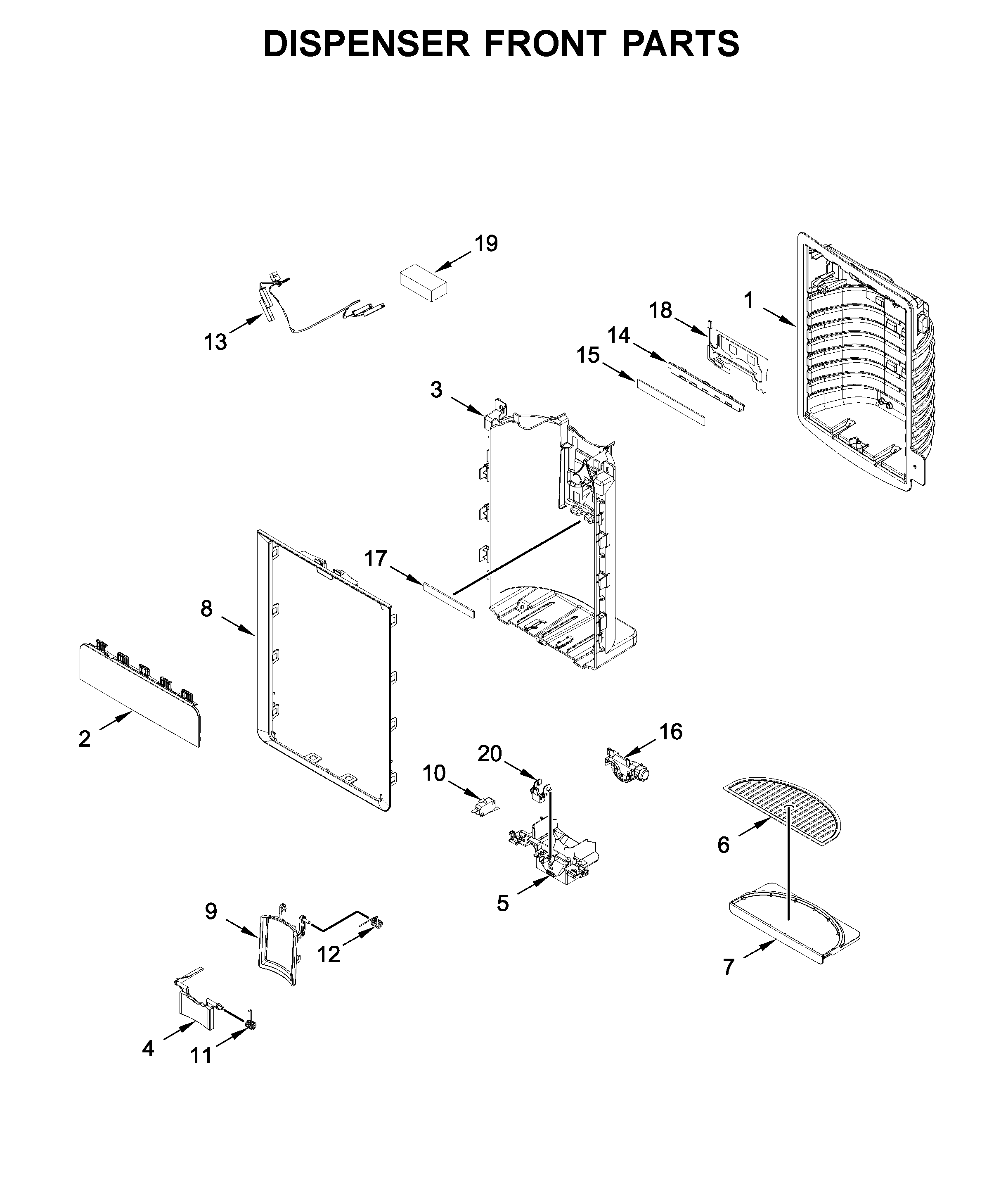 Dispenser front parts