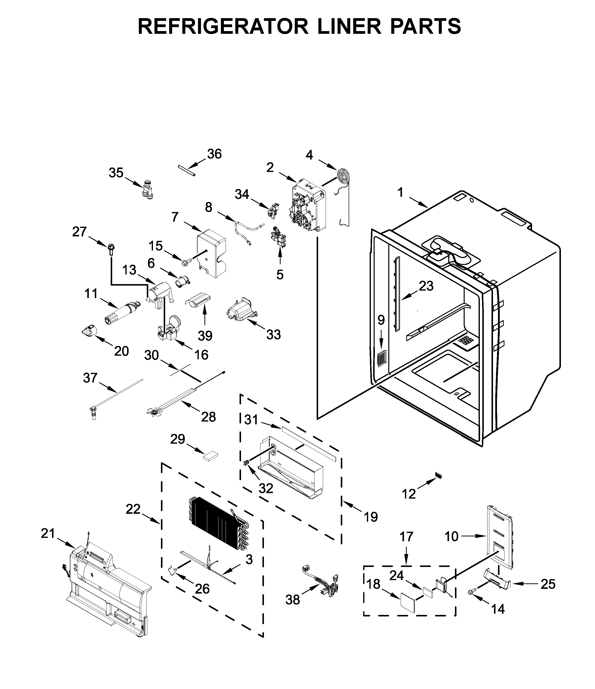 Refrigerator liner parts